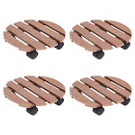 VIDAXL Chariots a plantes 4 pcs Marron Ø30x7,5 cm WPC