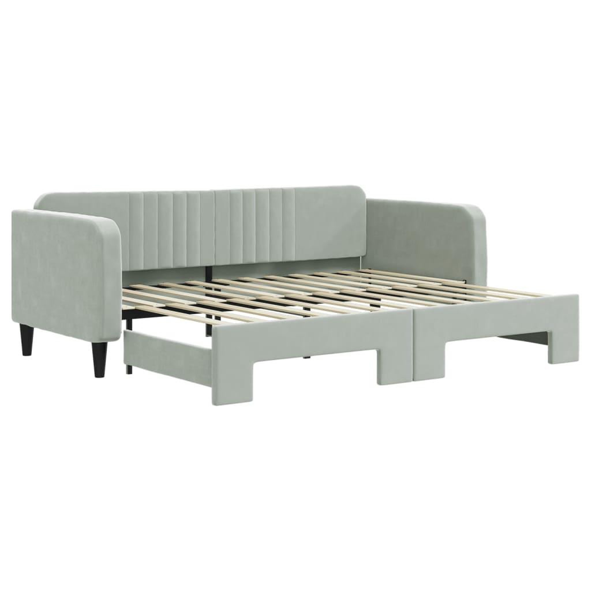 Voir la diapositive 2 : VIDAXL Lit de jour avec gigogne sans matelas gris clair 90x200 cm