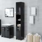 VIDAXL Armoire de salle de bain Noir 30x30x183,5 cm Bois d'ingenierie