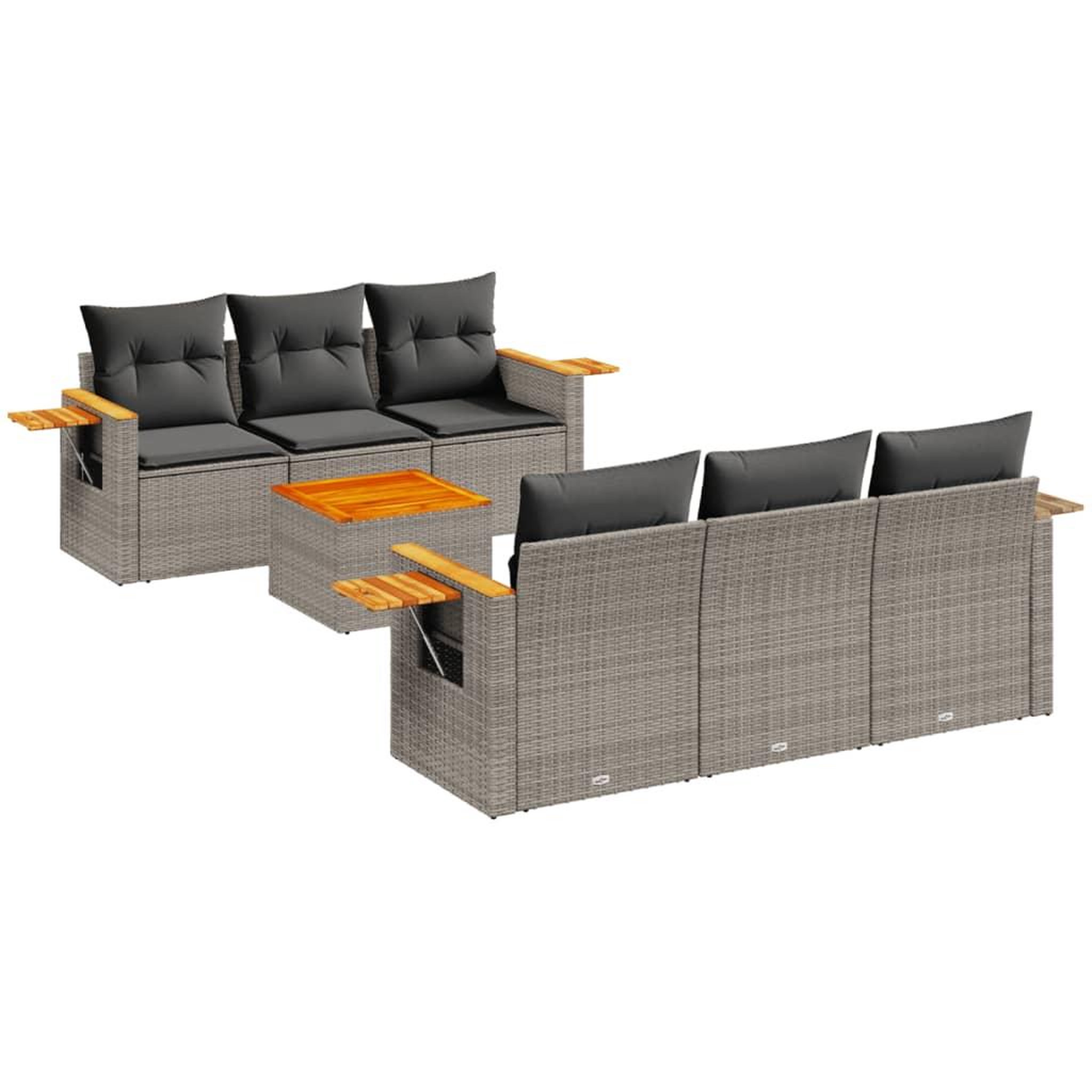 Voir la diapositive 2 : VIDAXL Salon de jardin avec coussins 7 pcs gris resine tressee