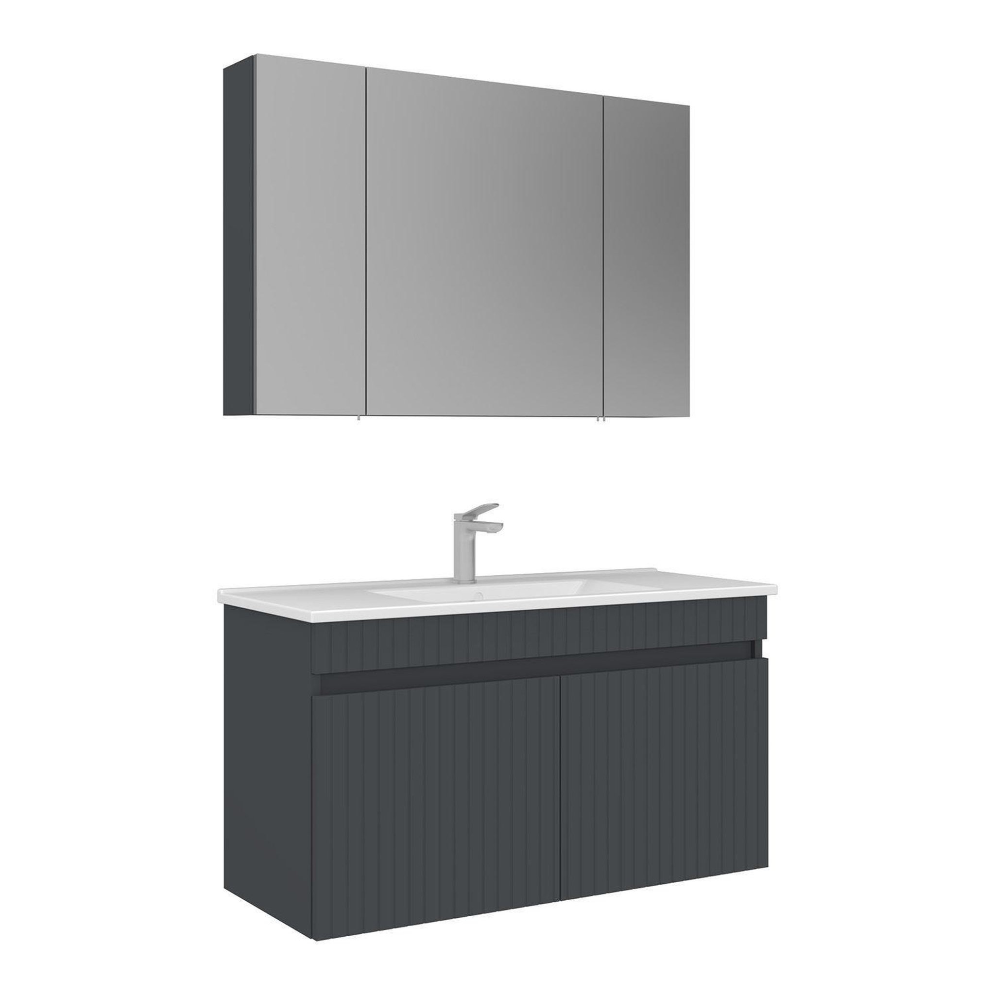 Habitat et Jardin Meuble avec simple vasque et miroir  Tivoli 100  - 100 x 45 x 66 cm - Matte Anthracite