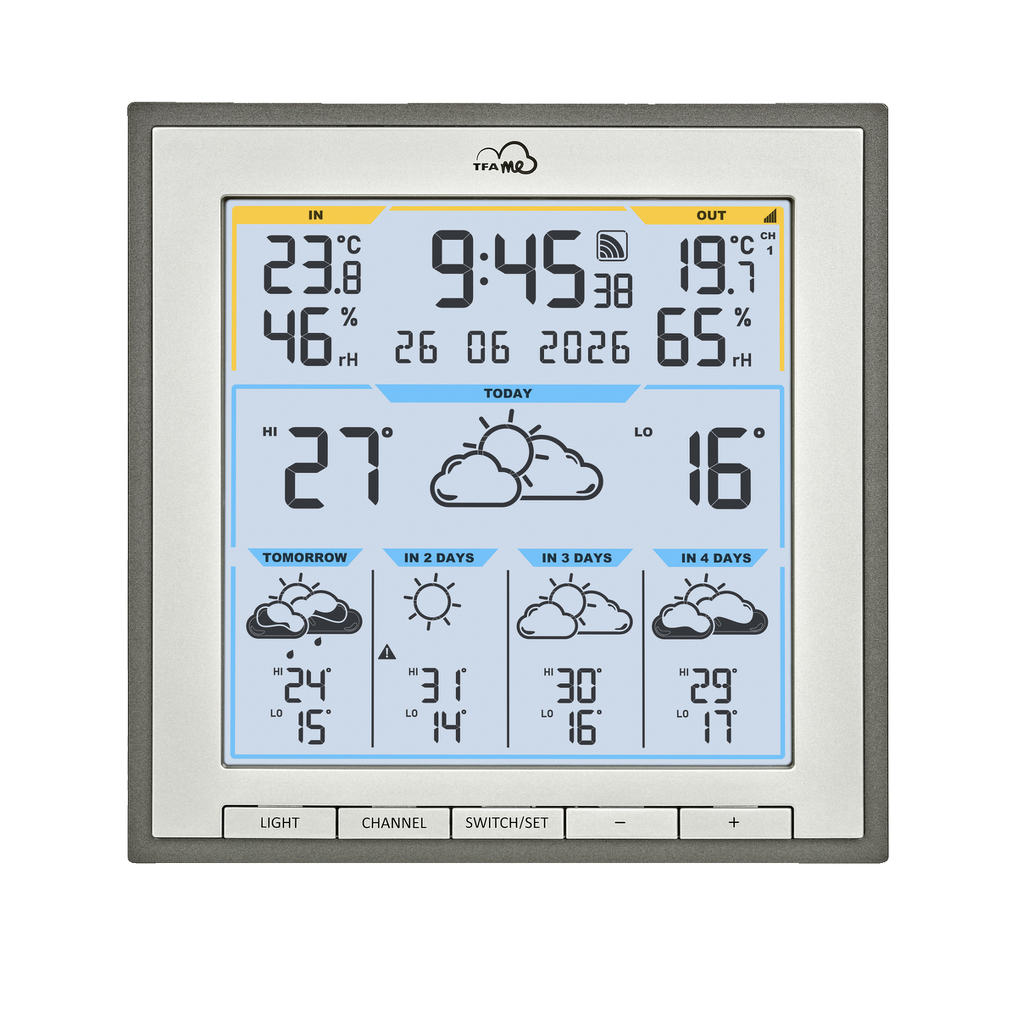 Voir la diapositive 2 : TFA Station météo TFA id-08 couleur gris
