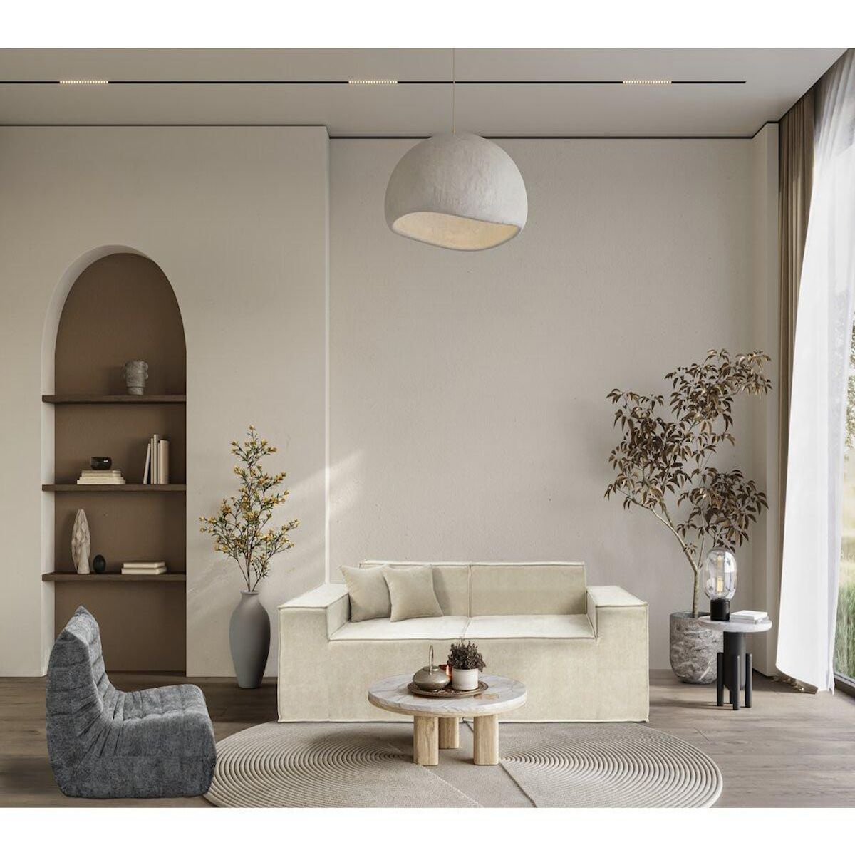 Habitat et Jardin Canapé droit modulable en tissu texturé  Lusso  - 3 places - Beige