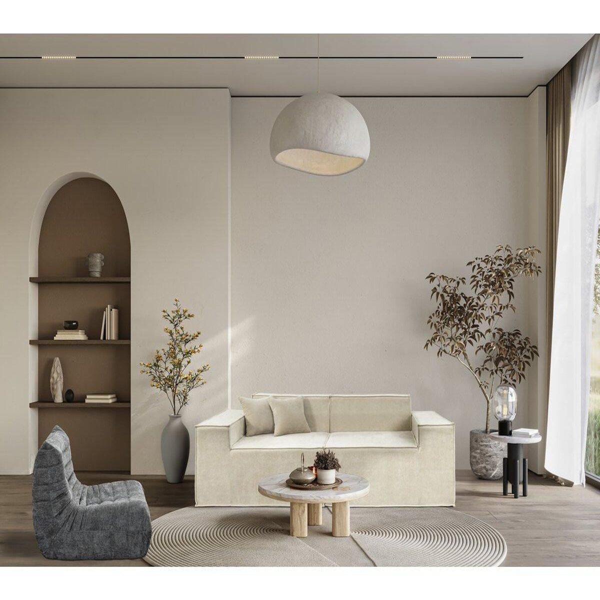 Habitat et Jardin Canapé droit modulable en tissu texturé  Lusso  - 3 places - Beige