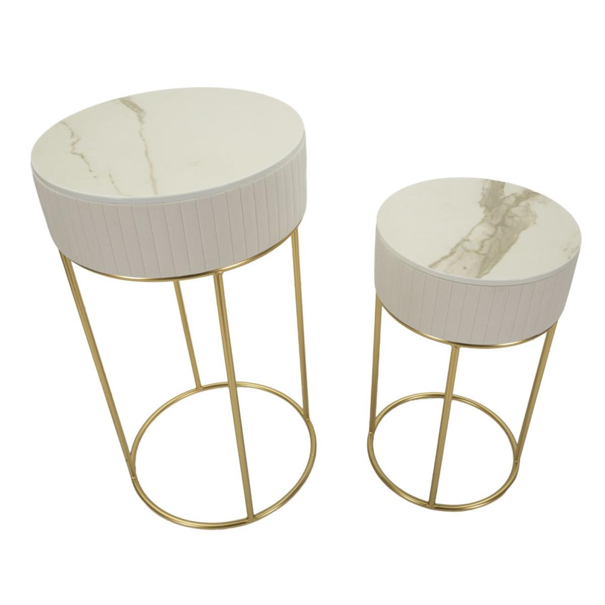 Voir la diapositive 2 : Paris Prix Lot de 2 tables d'appoint ronde  wedding  90cm crème