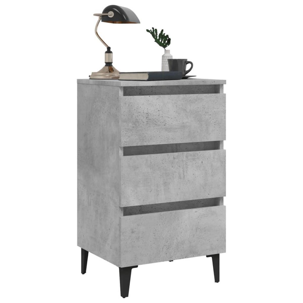 VIDAXL Table de chevet avec pieds en metal gris beton 40x35x69 cm