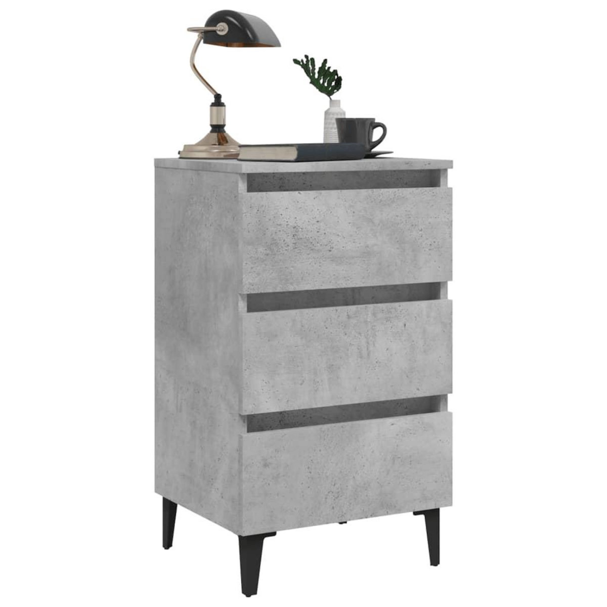 VIDAXL Table de chevet avec pieds en metal gris beton 40x35x69 cm