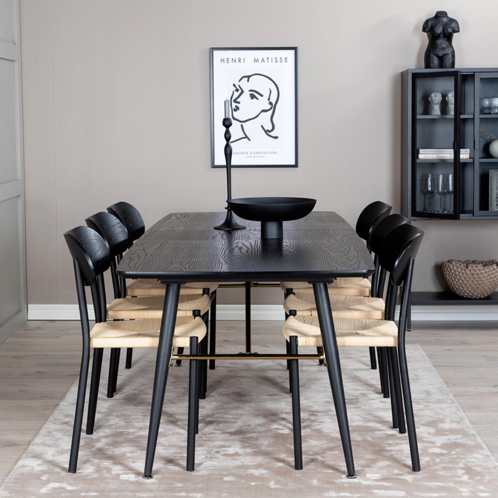 Voir la diapositive 5 : Paris Prix Ensemble table à manger extensible & 6 chaises  gold & polly  180-220cm noir