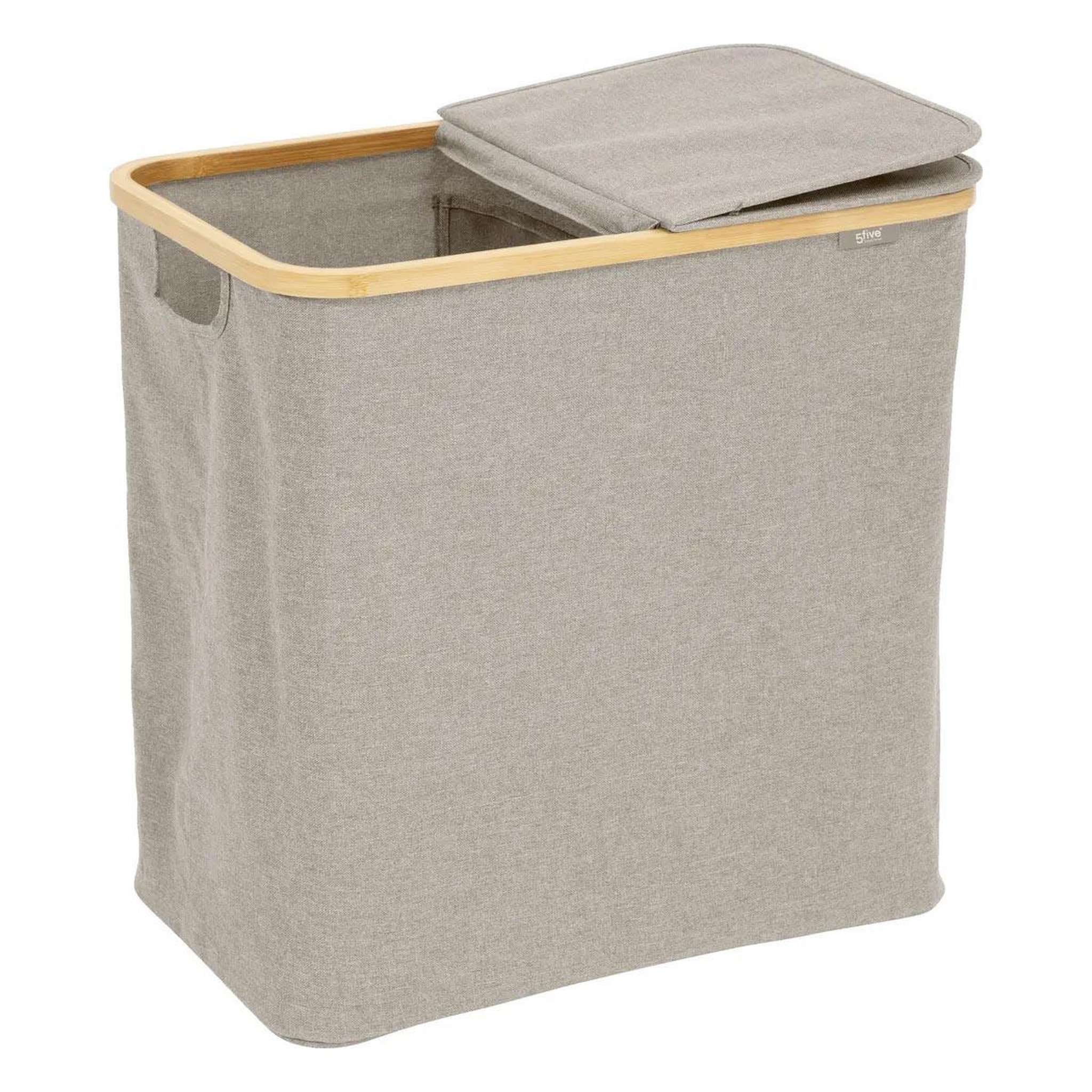 Voir la diapositive 2 : FIVE Panier à linge double  tidy  80l beige