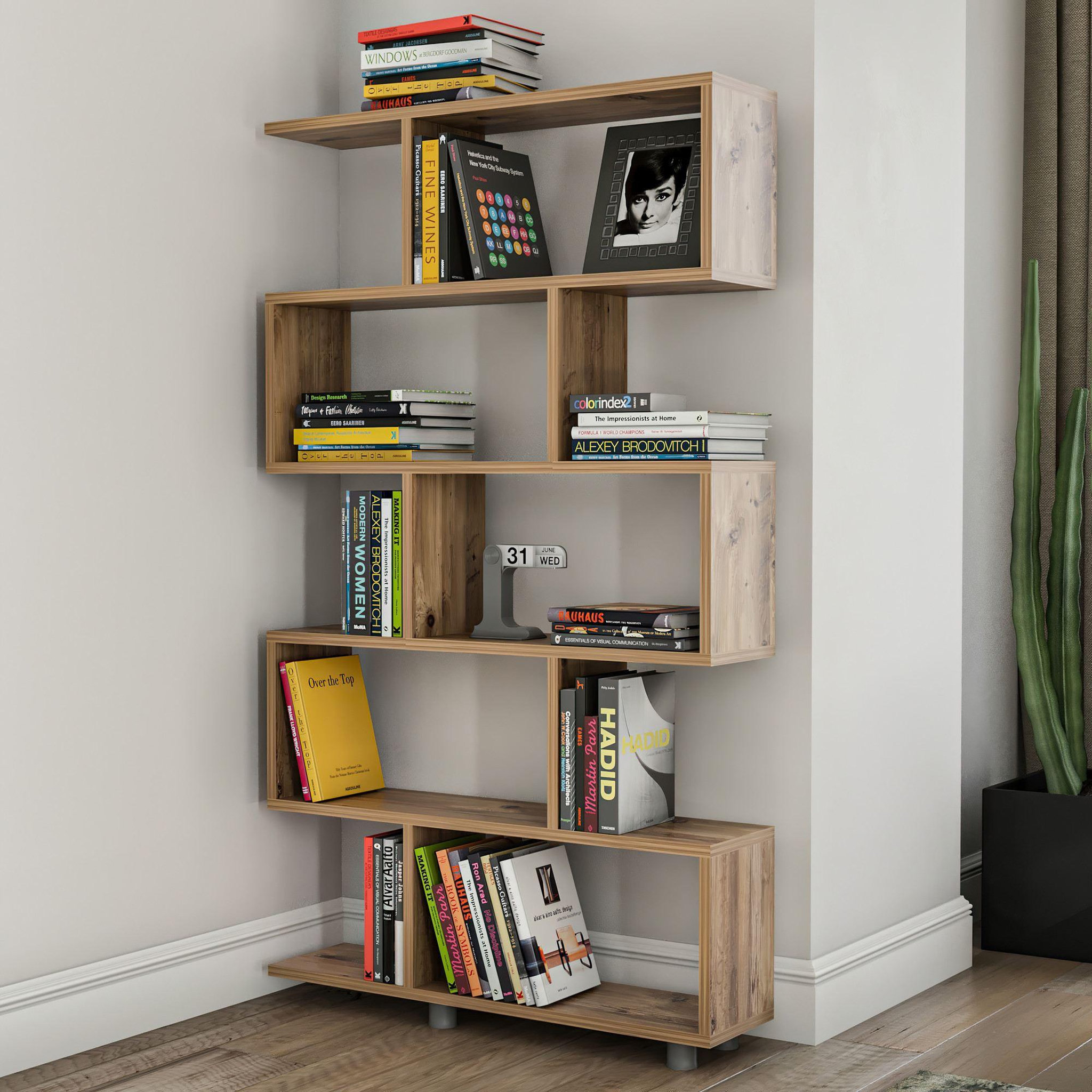 Voir la diapositive 3 : Habitat et Jardin Bibliothèque en bois  elif  - 90 x 20 x 156 cm - pin