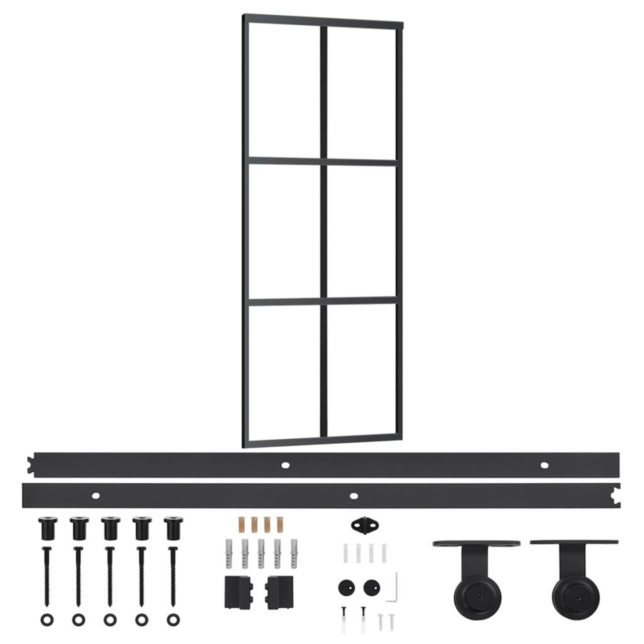 Voir la diapositive 2 : VIDAXL Porte coulissante et quincaillerie Verre ESG/Aluminium 76x205cm