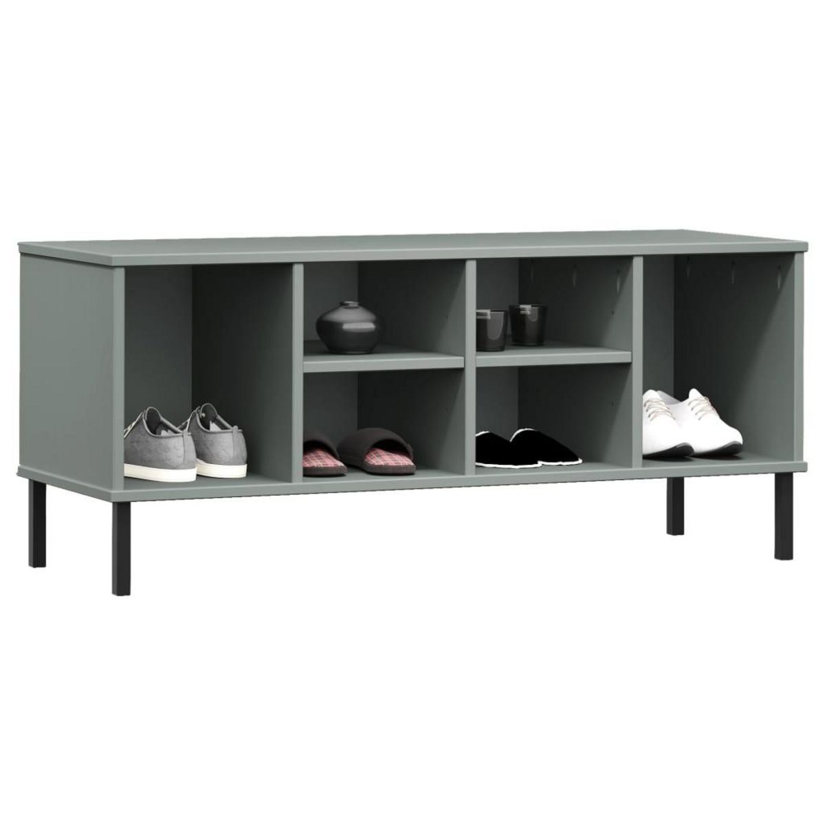 VIDAXL Etagere a chaussures pieds en metal Gris 106x35x45 cm Bois OSLO