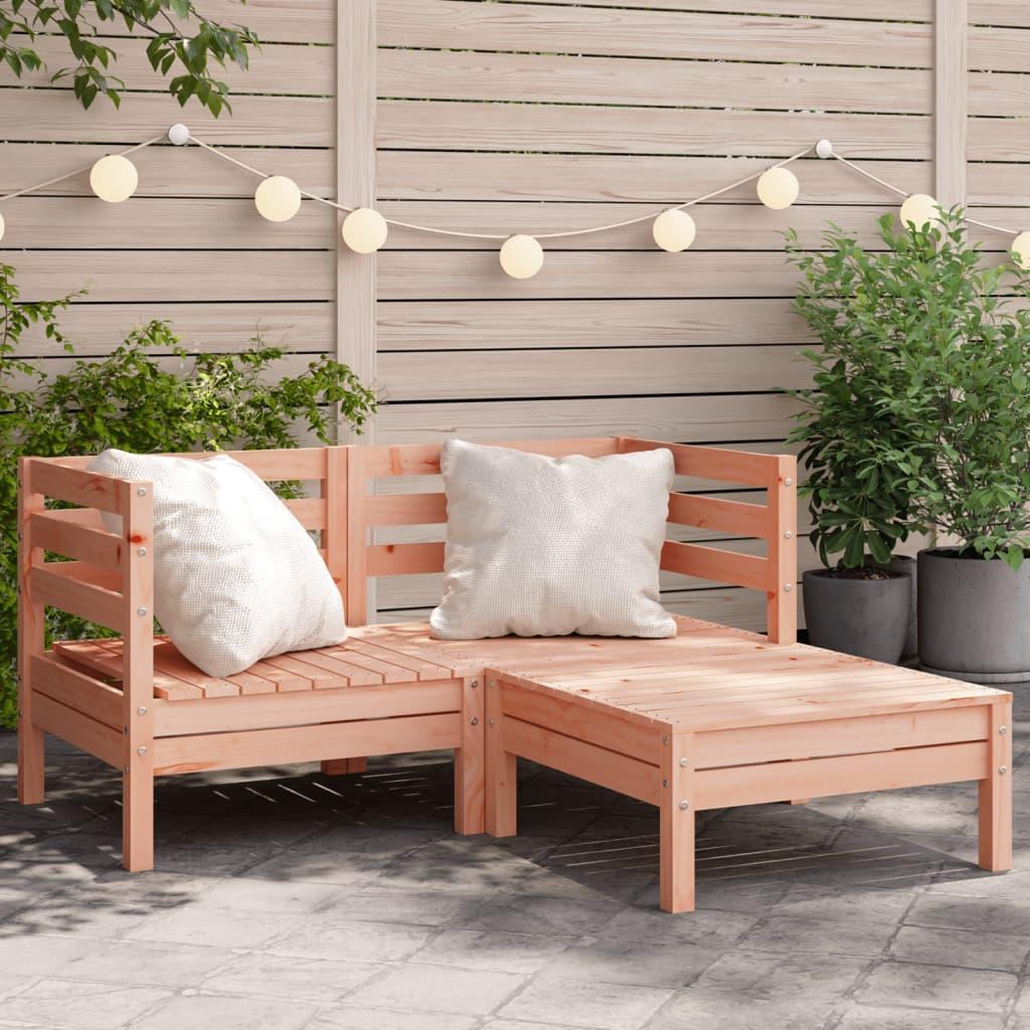 VIDAXL Canape de jardin 2 places avec repose-pied bois massif douglas
