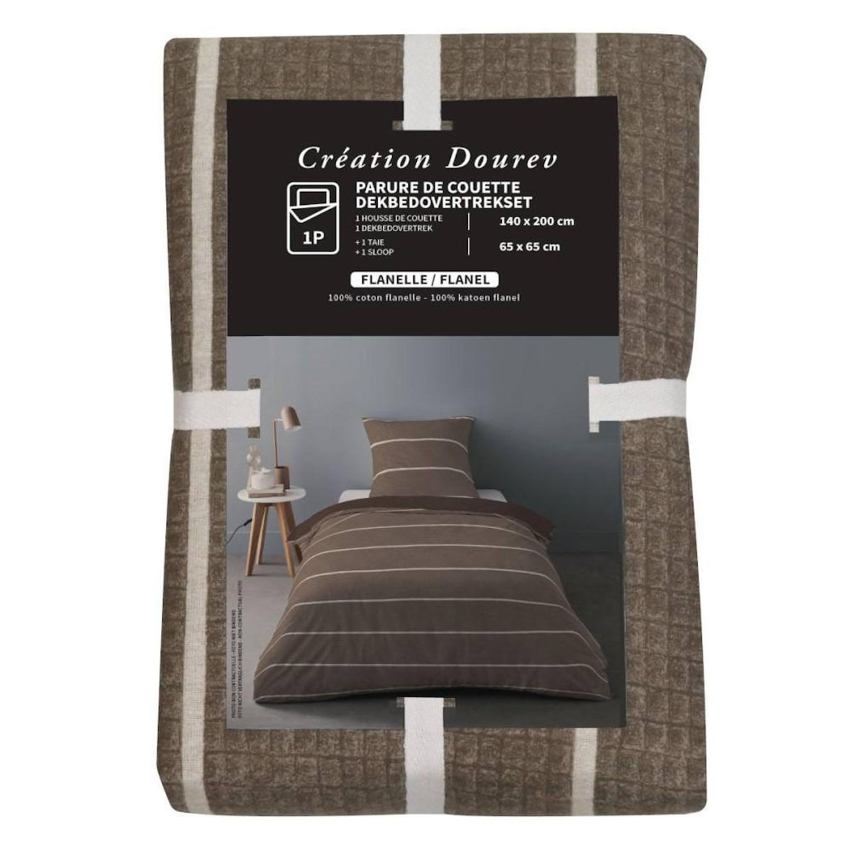 Dourev Housse de couette Flanelle 140x200 + 1 taie d'oreiller