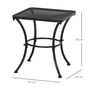 Voir la diapositive 3 : OUTSUNNY Table basse carrée bistro de jardin dim. 45L x 45l x 50H cm piètement arqué plateau maillé métal époxy anticorrosion noir