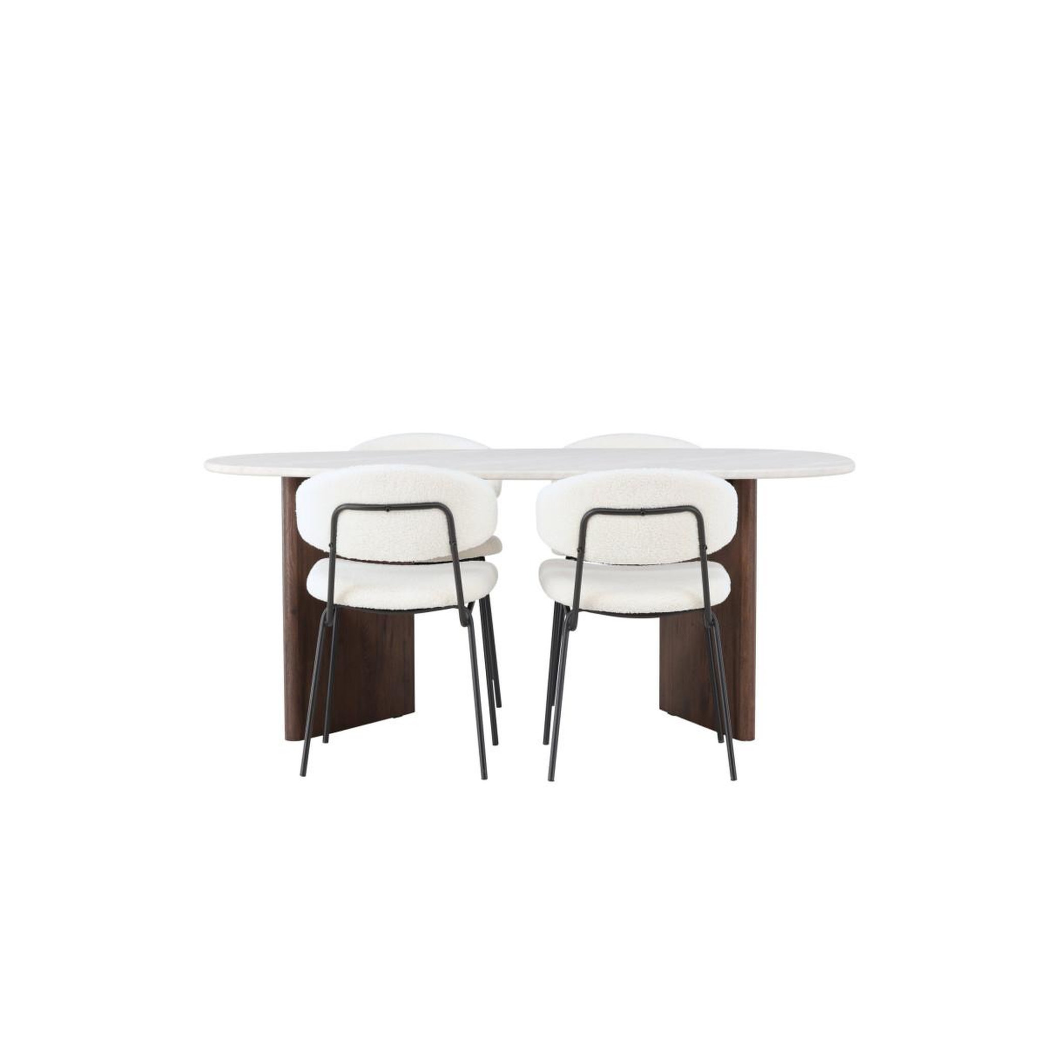 Voir la diapositive 2 : Paris Prix Ensemble table à manger & 4 chaises  gronvik & chico  180cm gris clair & blanc crème