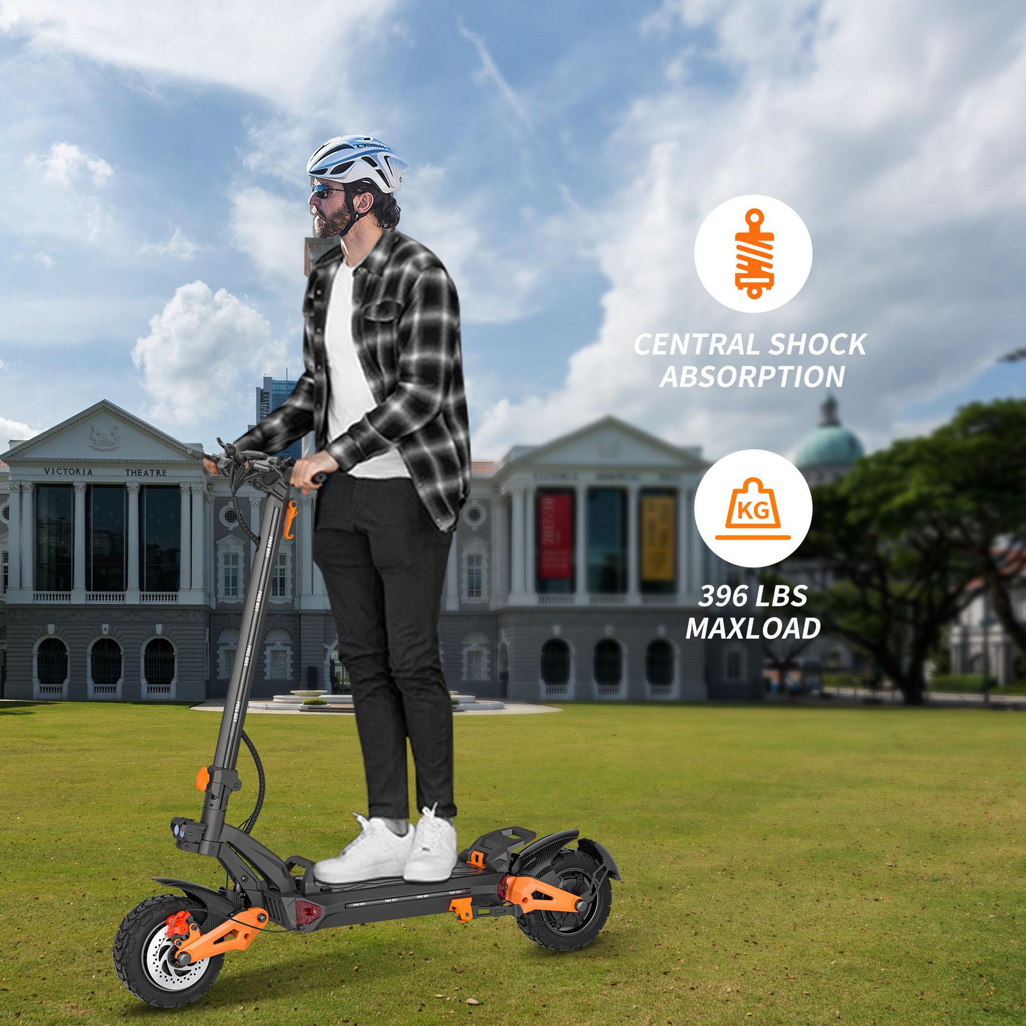 Voir la diapositive 5 : FREEBOY Trottinette électrique freeboy h9, autonomie de 80 km, double motorisation, pneus de 11 pouces