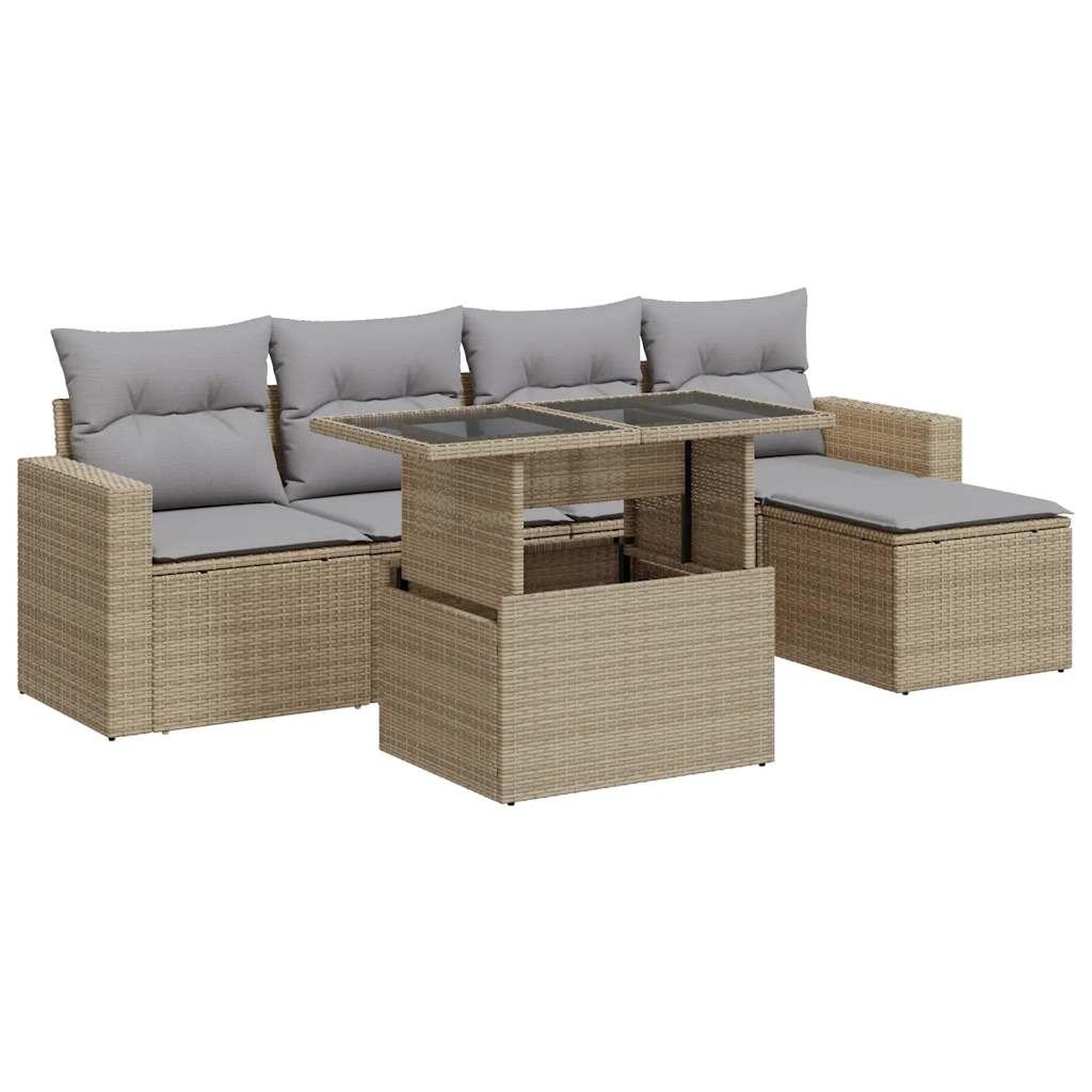 Voir la diapositive 2 : VIDAXL Salon de jardin avec coussins 6 pcs beige resine tressee