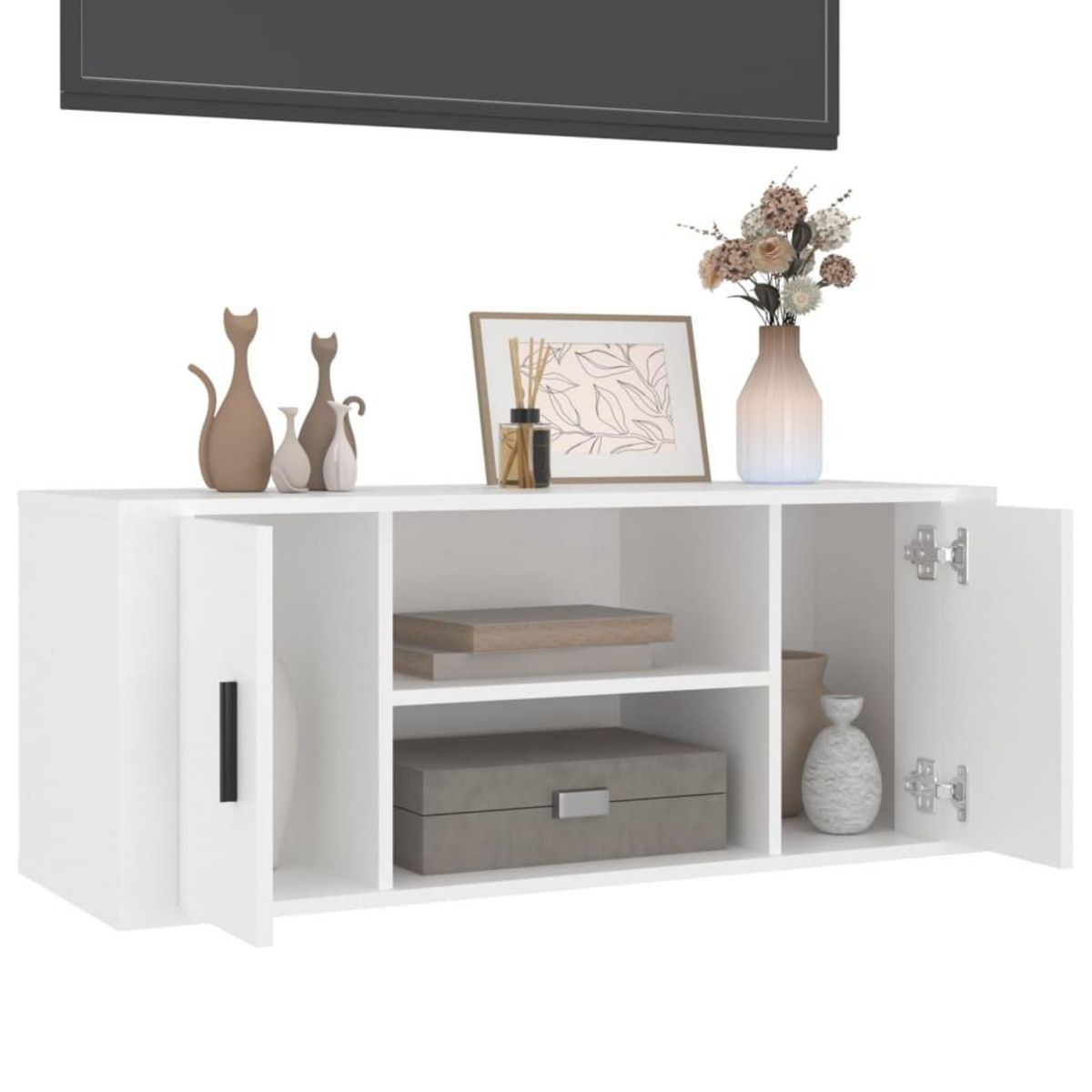 VIDAXL Meuble TV Blanc 100x35x40 cm Bois d'ingenierie