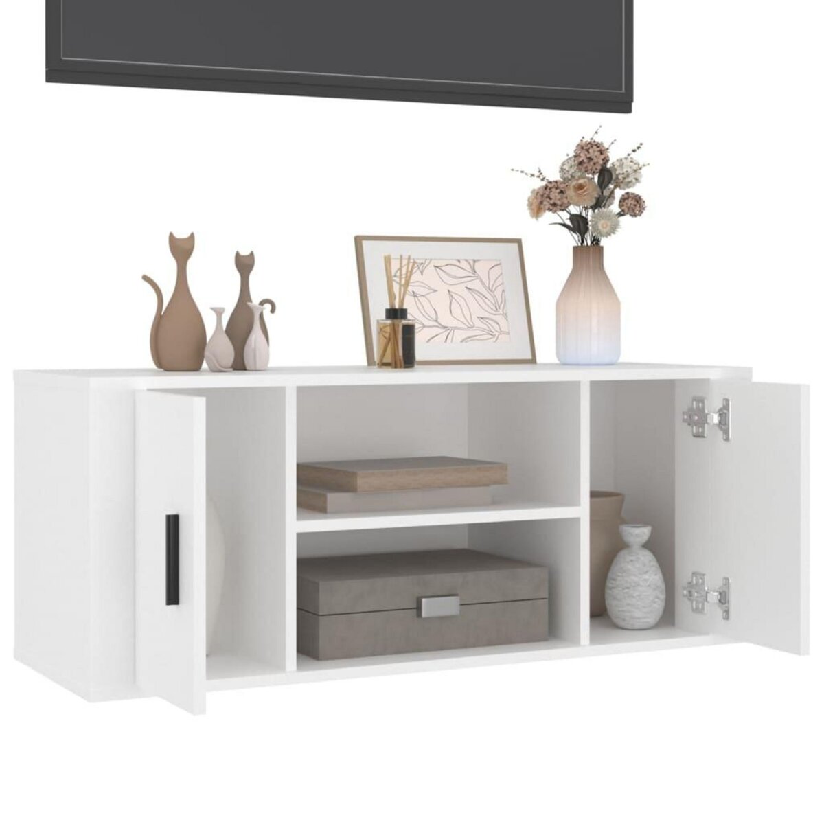 VIDAXL Meuble TV Blanc 100x35x40 cm Bois d'ingenierie