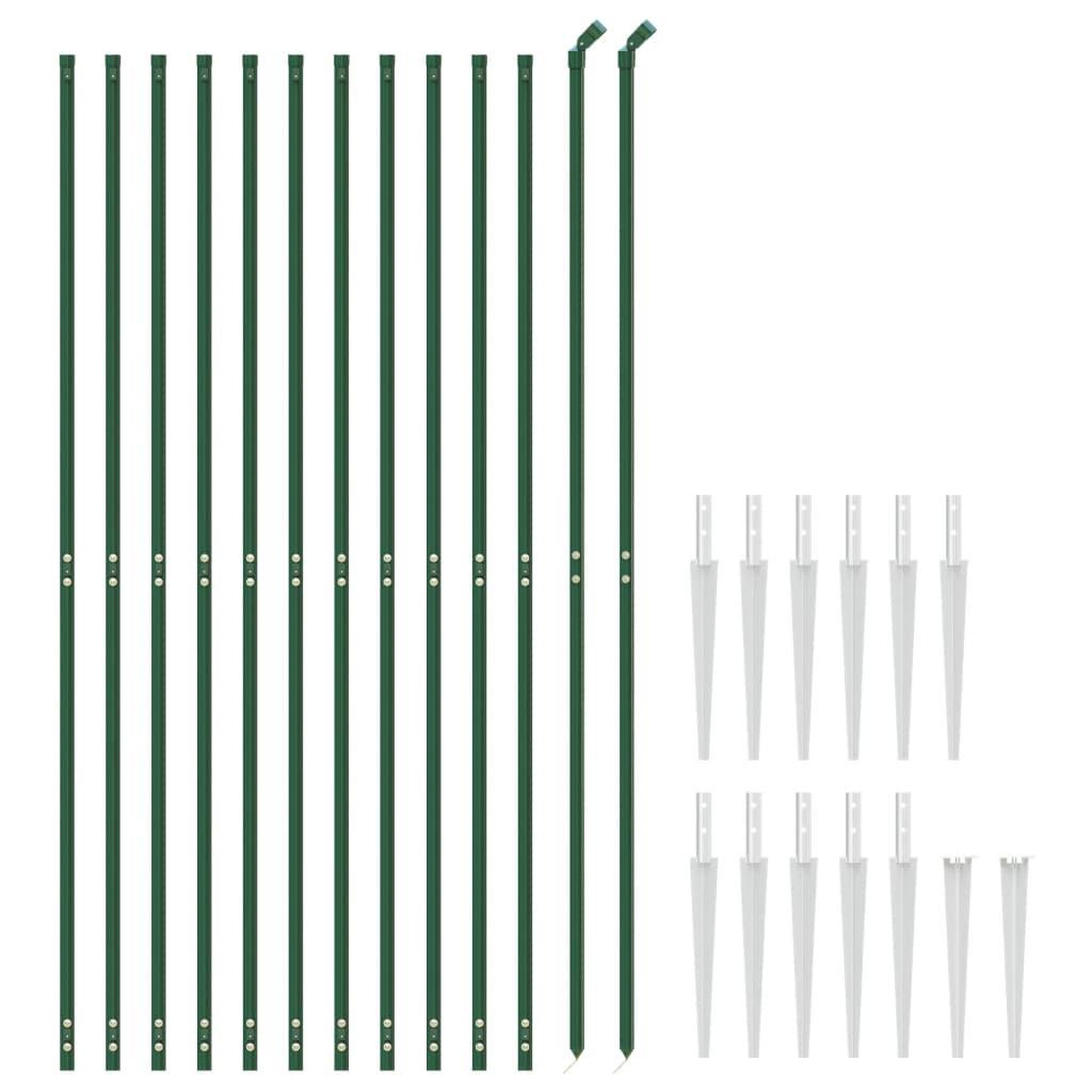 Voir la diapositive 3 : VIDAXL Cloture en treillis metallique et piquet d'ancrage vert 2,2x25m