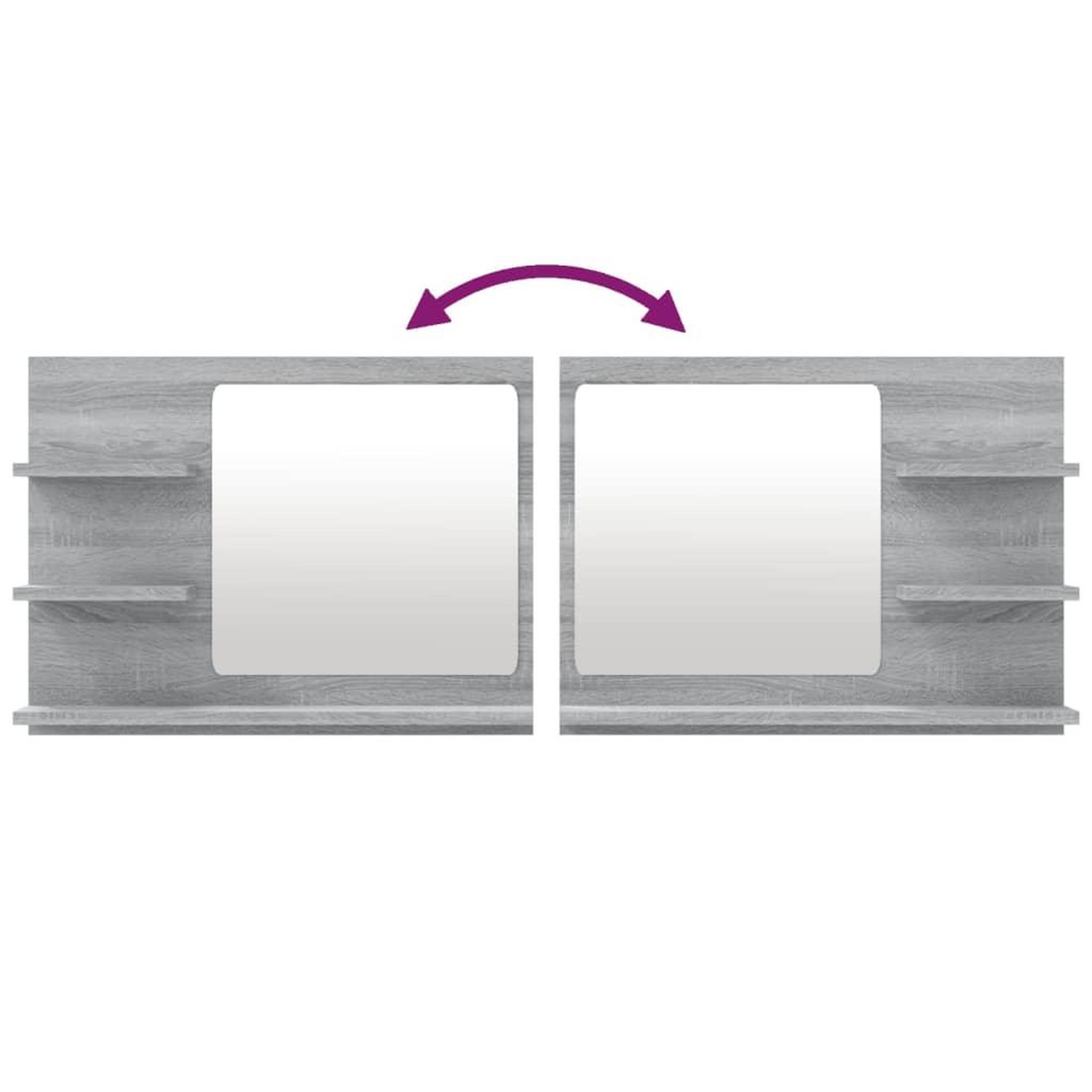 Voir la diapositive 5 : VIDAXL Miroir de bain Sonoma gris 60x10,5x45 cm Bois d'ingenierie