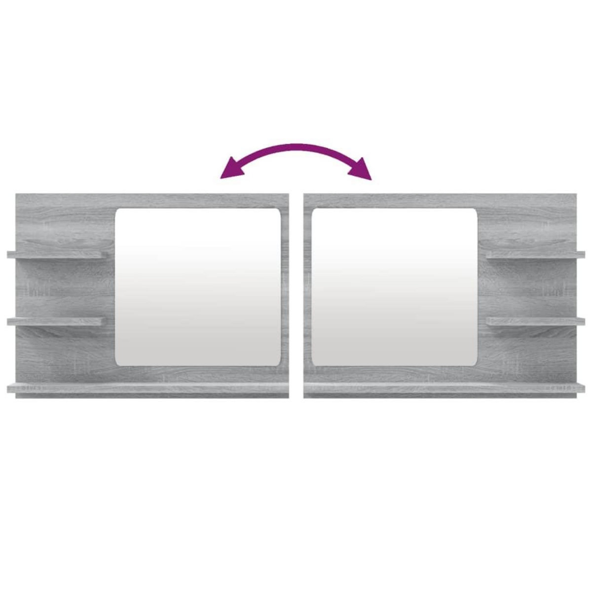 VIDAXL Miroir de bain Sonoma gris 60x10,5x45 cm Bois d'ingenierie