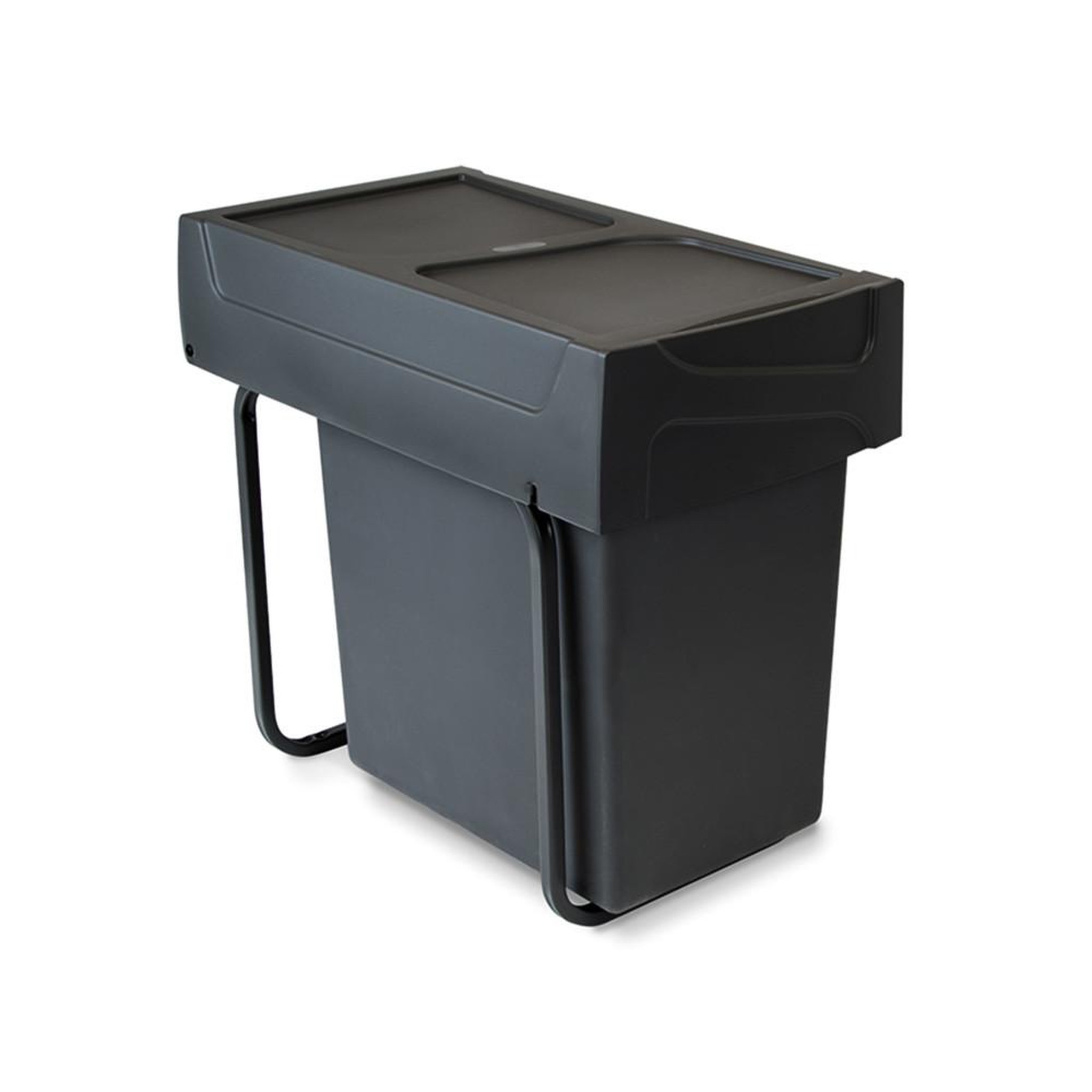 Voir la diapositive 4 : EMUCA SRL Emuca recycle bac de recyclage sous plan 2 compartiments 20 l, extraction manuelle, montage inférieur, noir acier et plastique