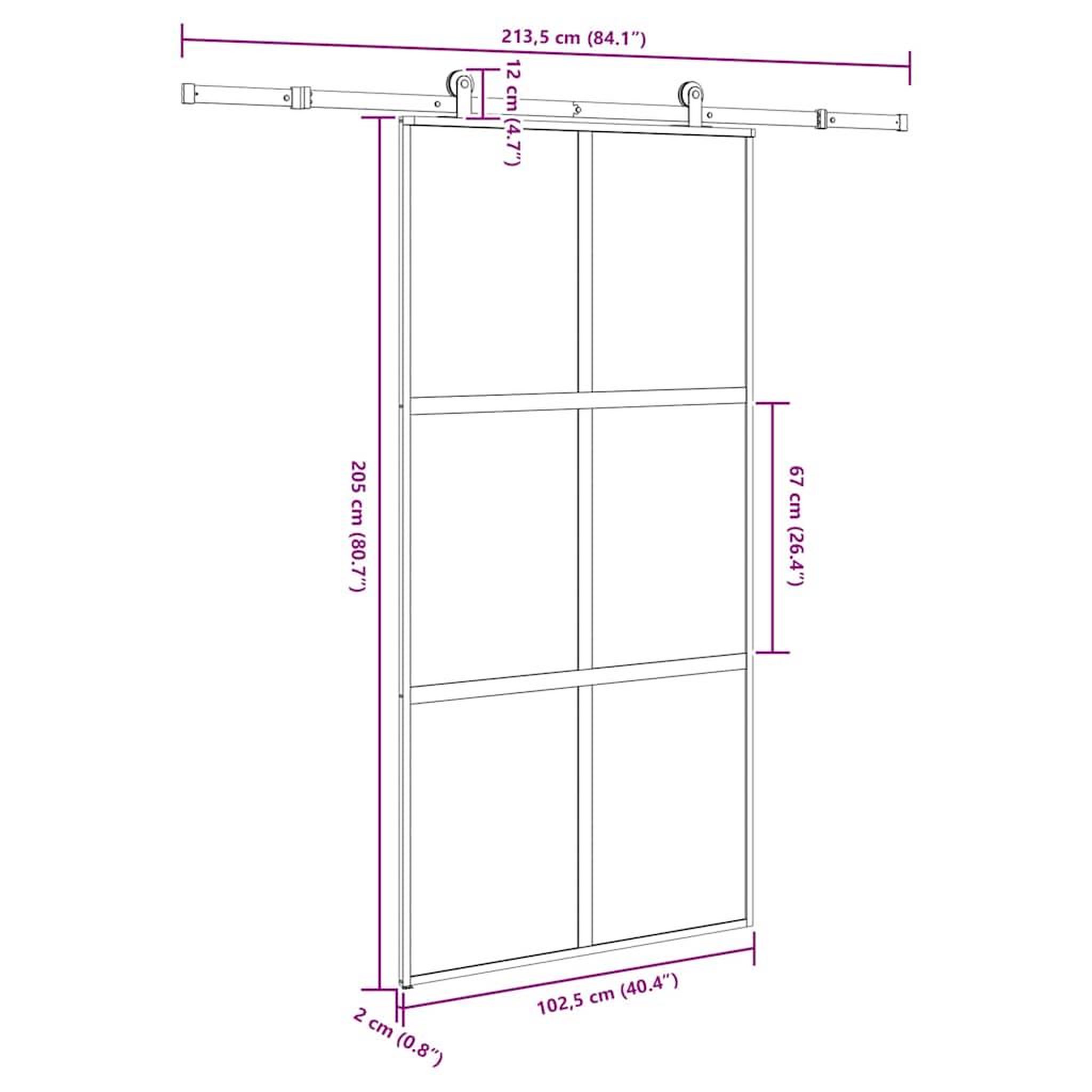 Voir la diapositive 6 : VIDAXL Porte coulissante kit de quincaillerie trempe verre aluminium