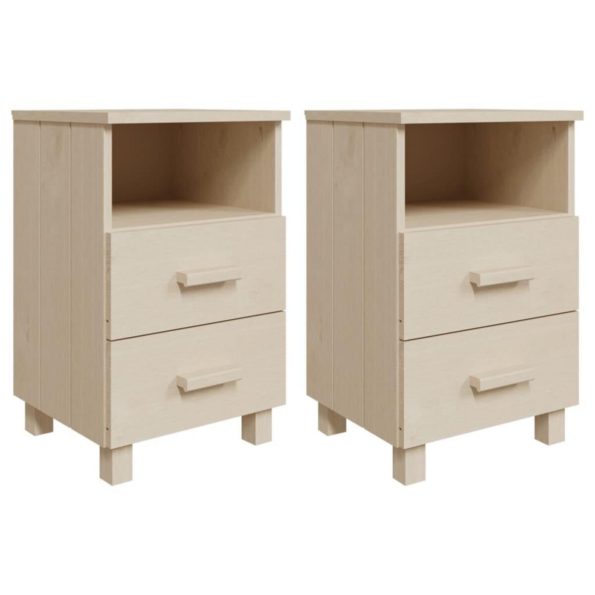 VIDAXL Tables de chevet HAMAR 2 pcs Marron miel 40x35x62cm Bois massif