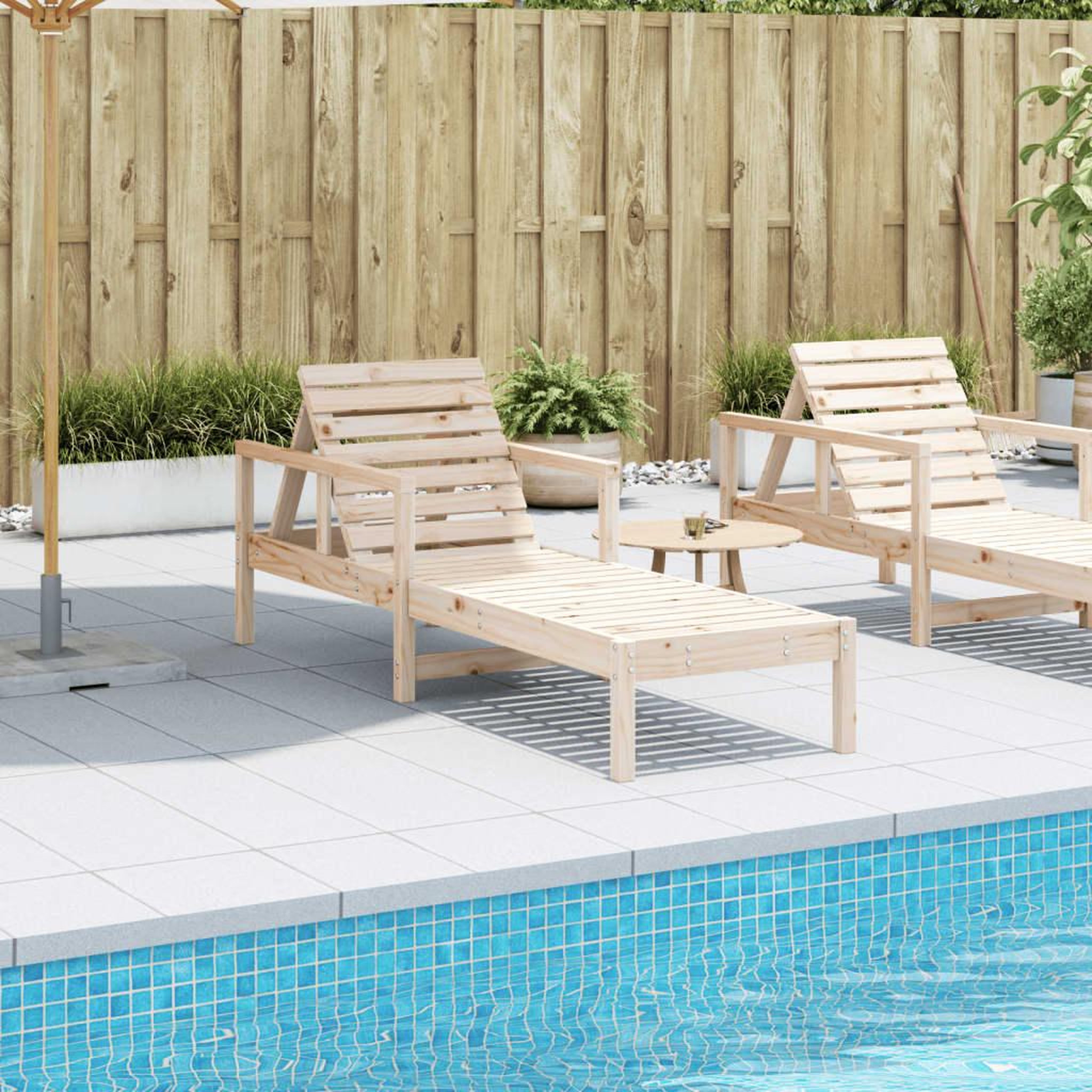 Voir la diapositive 3 : VIDAXL Chaise longue 199,5x62x55 cm bois massif de pin
