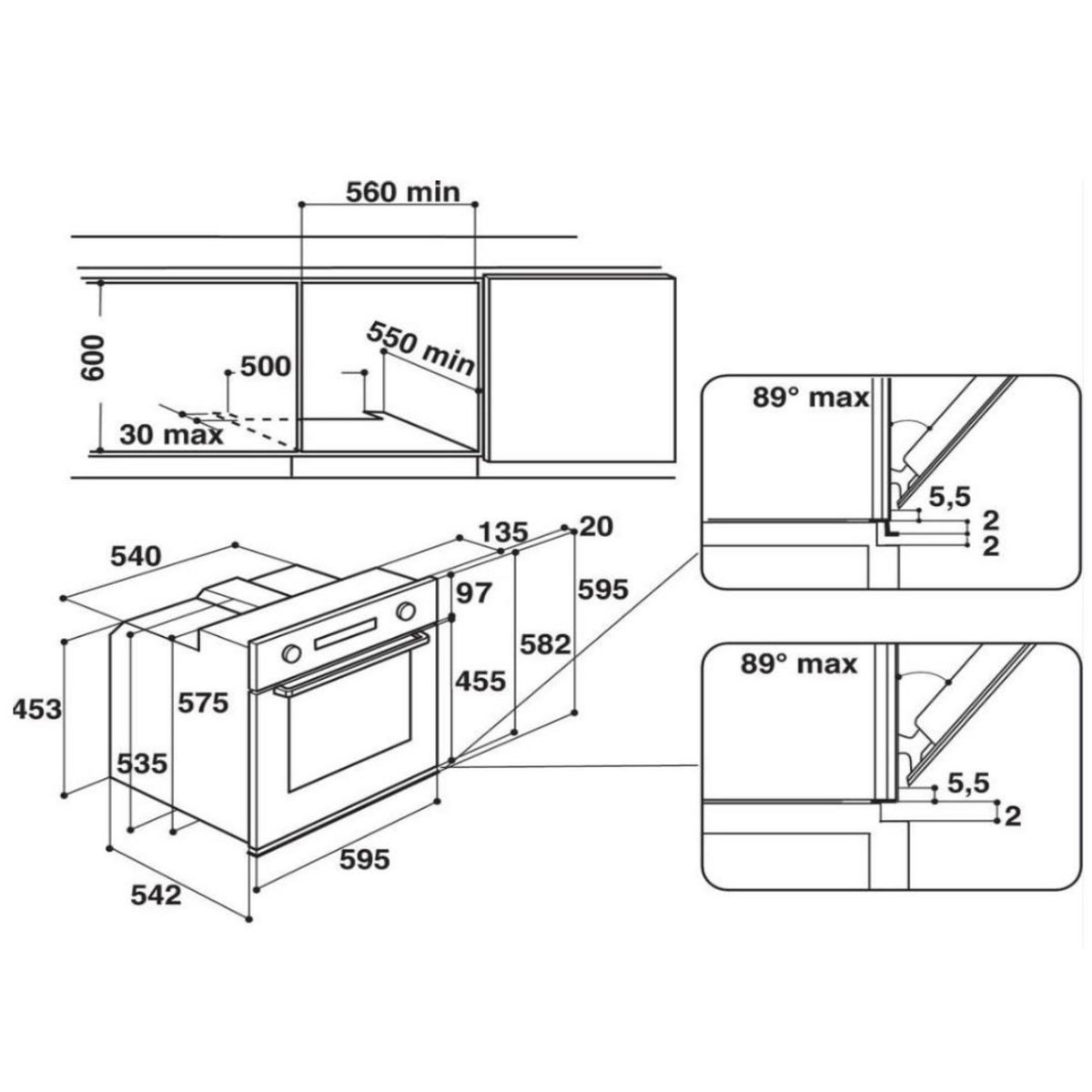 Whirlpool Four intégrable multifonction 73l 60cm catalyse inox - akz96240nb