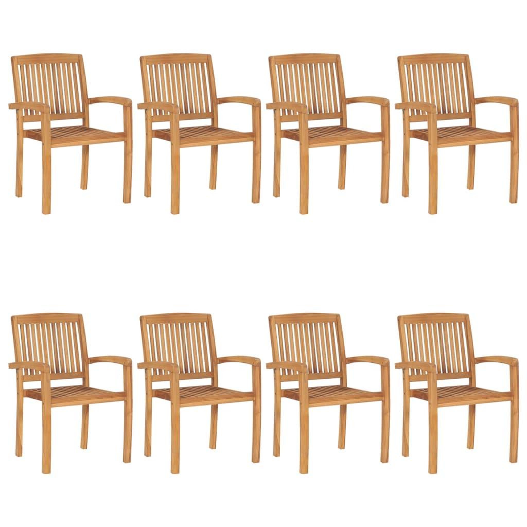 Voir la diapositive 2 : VIDAXL Chaises de jardin empilables avec coussins lot de 8 Teck solide