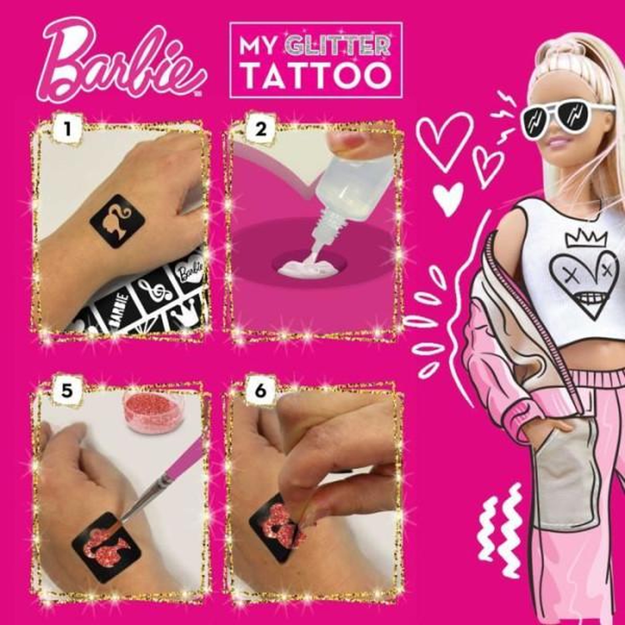 Voir la diapositive 3 : LISCIANI GIOCHI Tatouages barbie - lisciani - barbie - glitter tattoo - tatouages pailletés - matériel sûr et testé