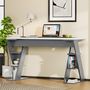 Voir la diapositive 5 : MERAX Bureau 120 cm coloris gris+blanc mdf