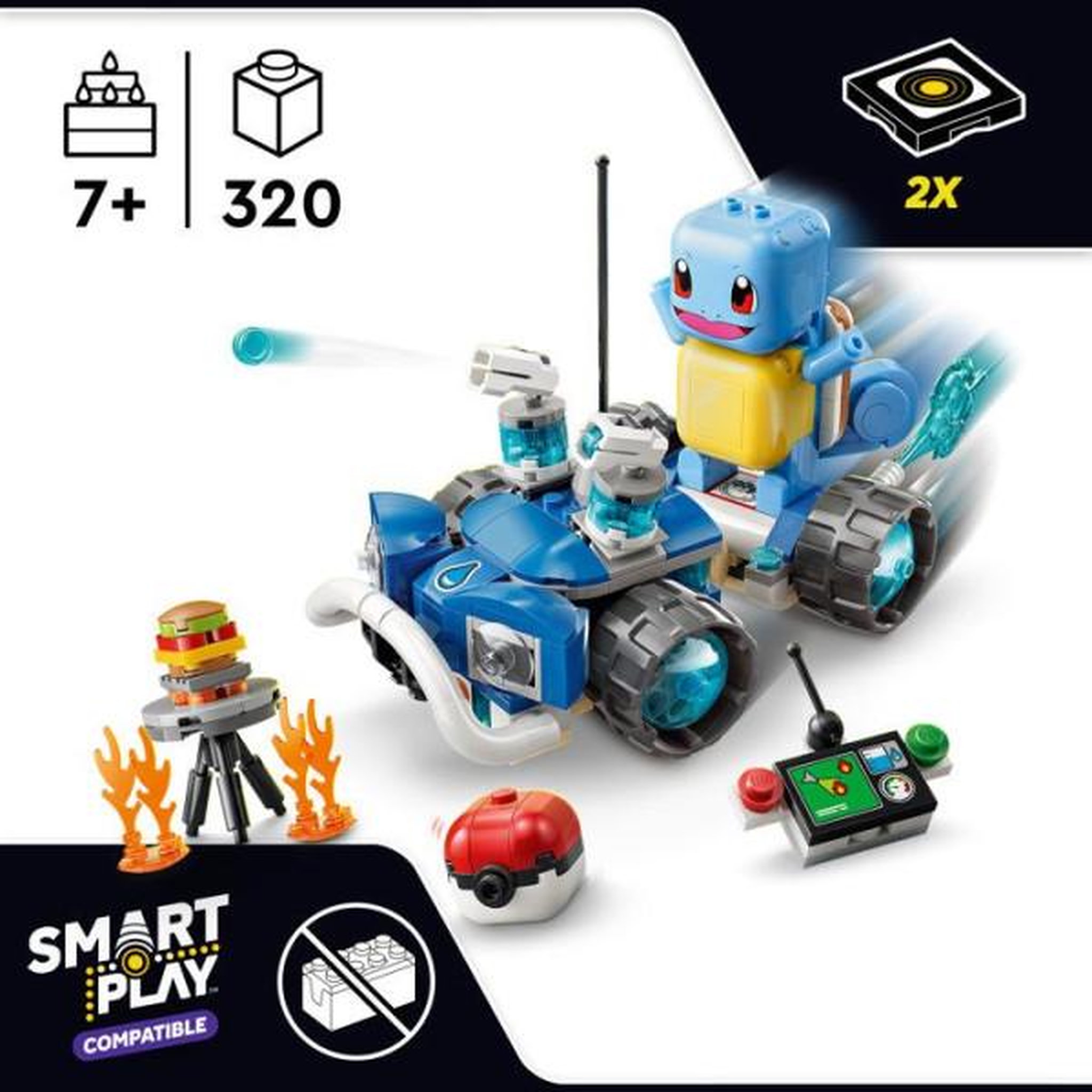 Voir la diapositive 2 : LEGO LEGO Pokémon 72156 - Set de construction compatible SMART Play™ - Carapuce, Aventure avec le buggy du Dresseur - Des 7 ans