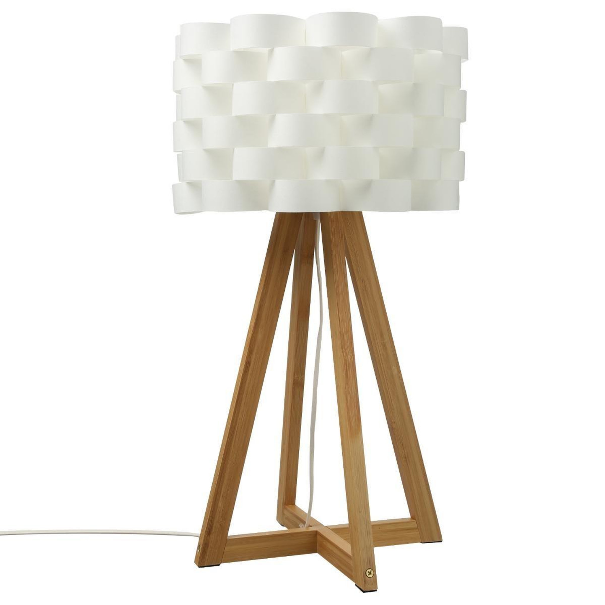 Voir la diapositive 1 : ATMOSPHERA Lampe à poser bambou  moki  55cm blanc