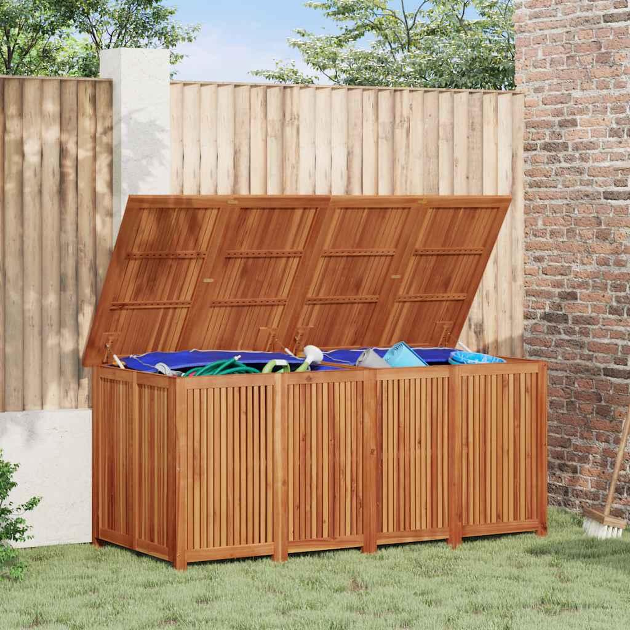Voir la diapositive 3 : VIDAXL Boîte de rangement de jardin 200x80x75 cm bois massif d'acacia
