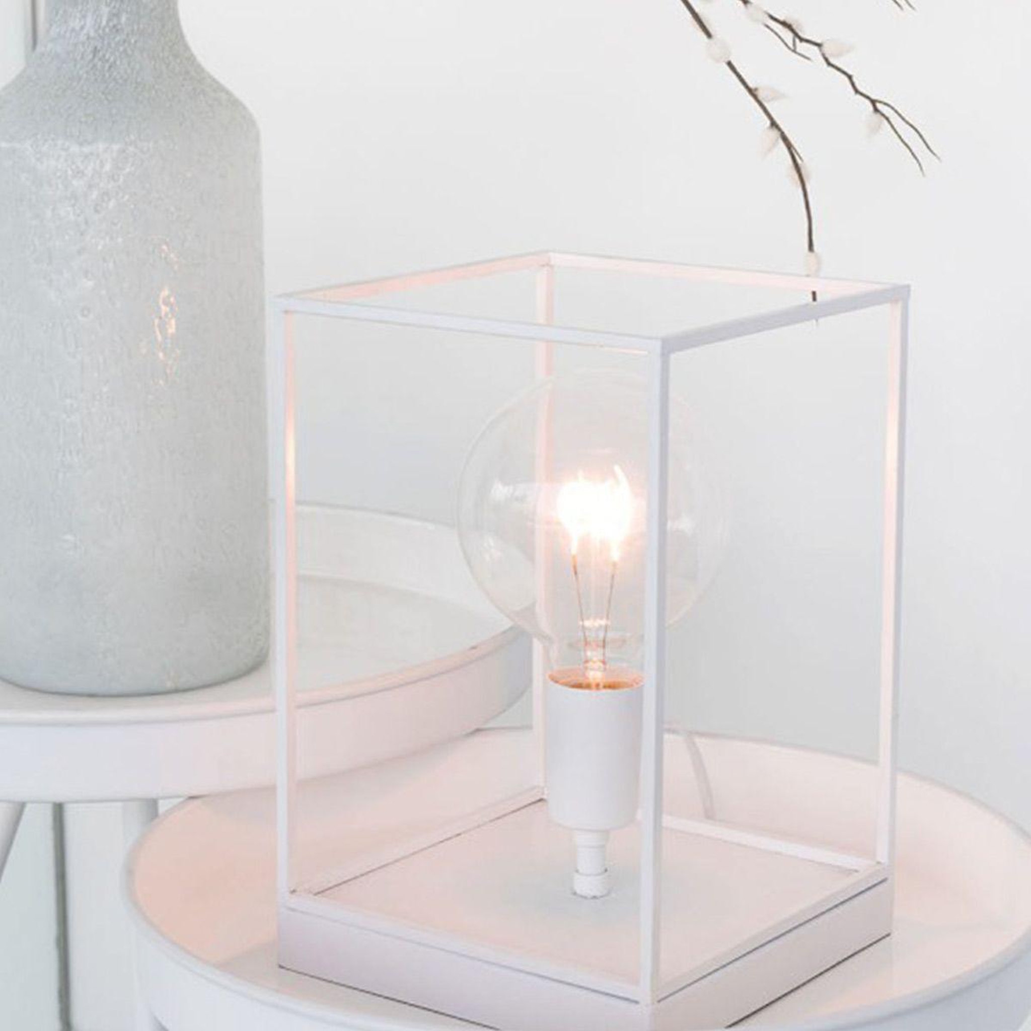 Voir la diapositive 2 : J-LINE Lampe à poser  une ampoule  30cm blanc
