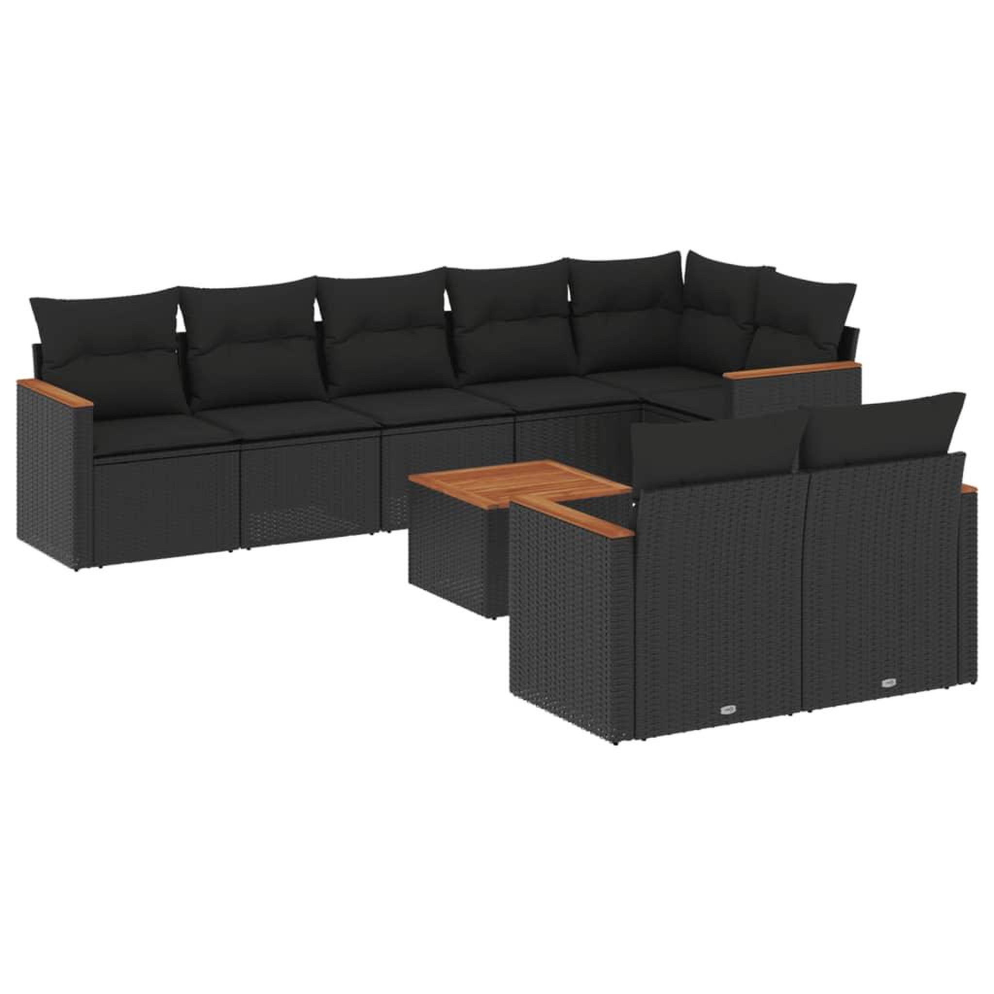 Voir la diapositive 2 : VIDAXL Salon de jardin 9 pcs avec coussins noir resine tressee