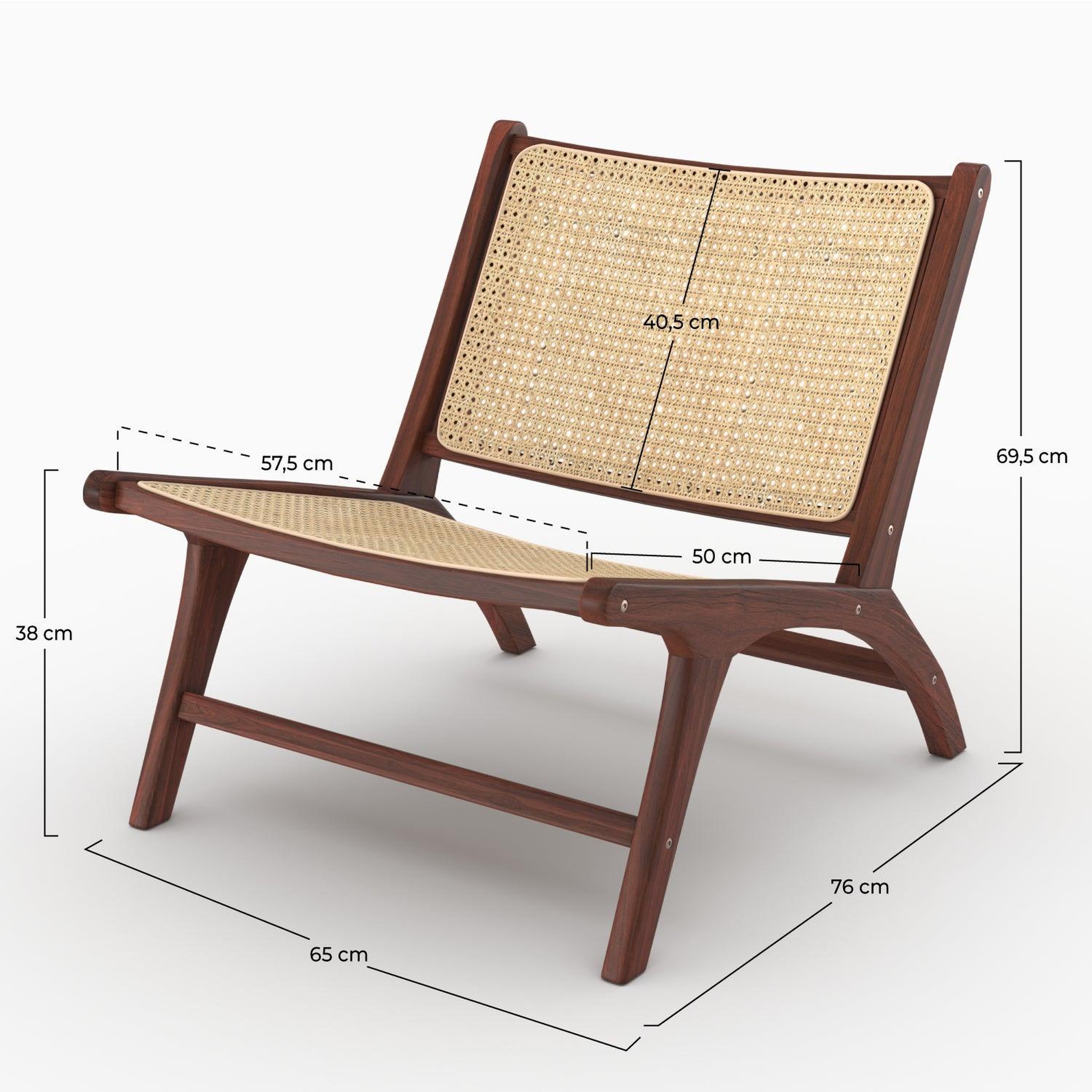 Voir la diapositive 4 : MAISON PAVANE Fauteuil en bois de teck finition noyer et cannage en rotin-kilka