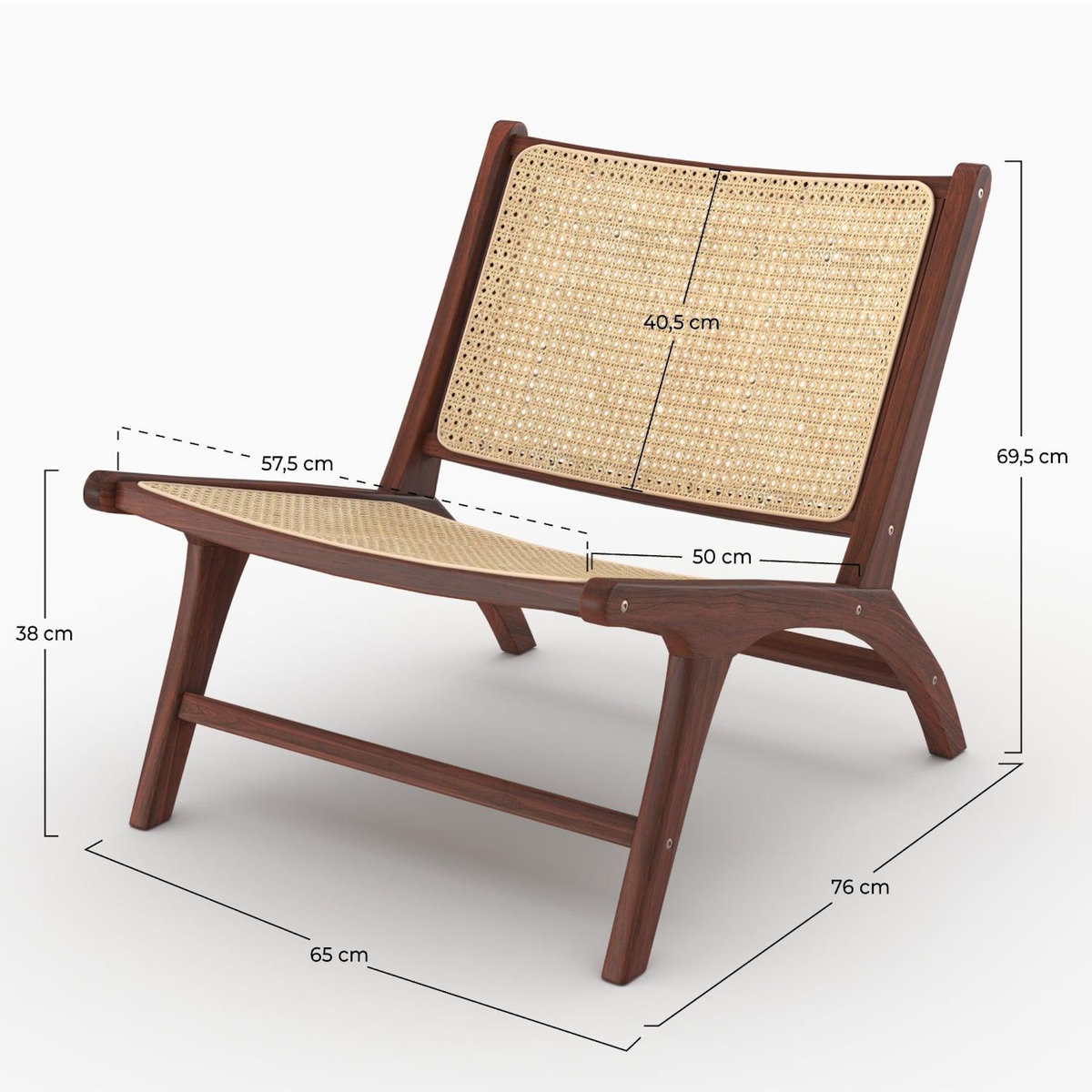 Rendez vous déco Fauteuil en bois de teck finition noyer et cannage en rotin-Kilka