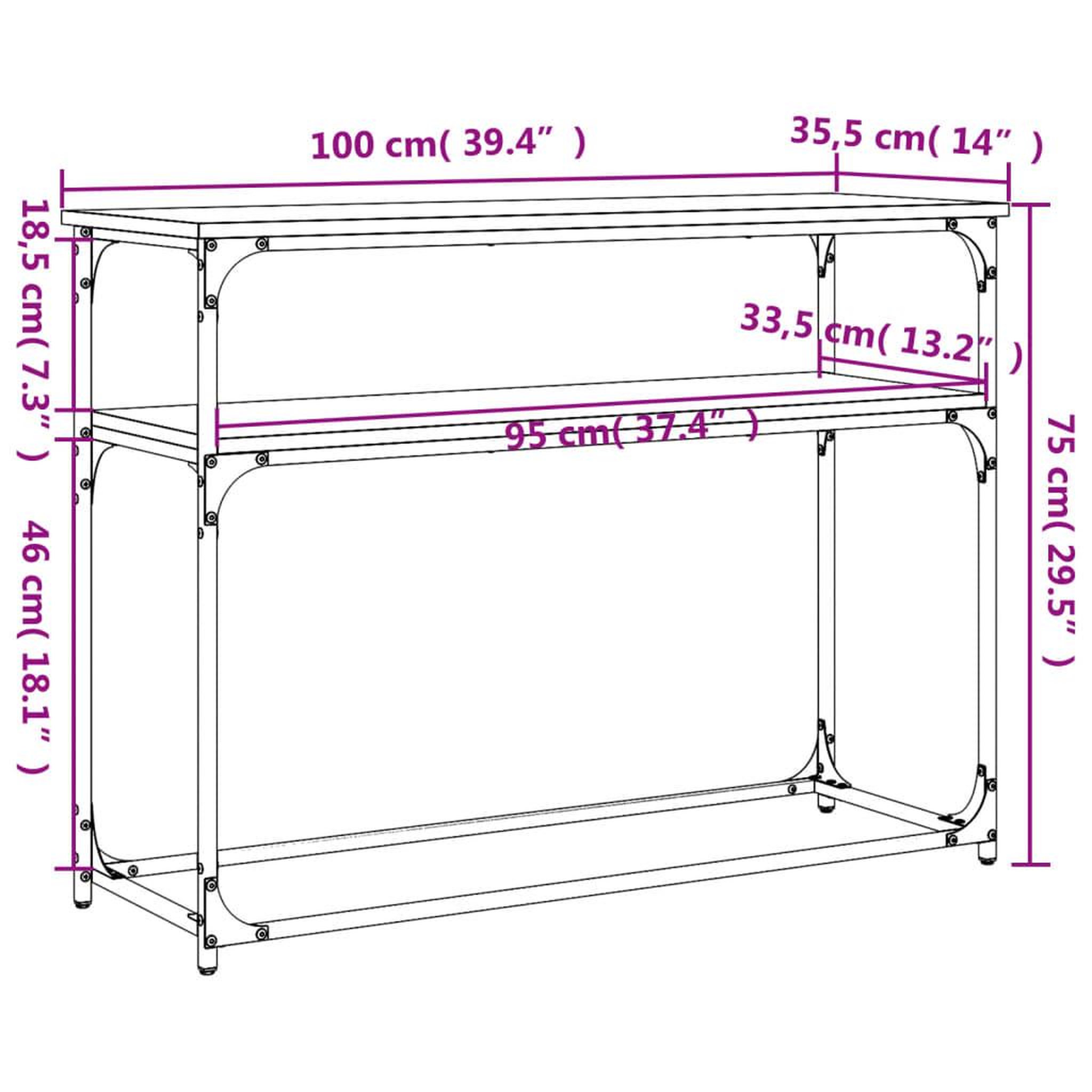 Voir la diapositive 6 : VIDAXL Table console chene marron 100x35,5x75 cm bois d'ingenierie