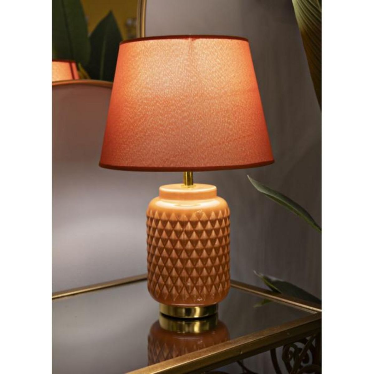 Paris Prix Lampe à Poser en Céramique  Square  44cm Orange