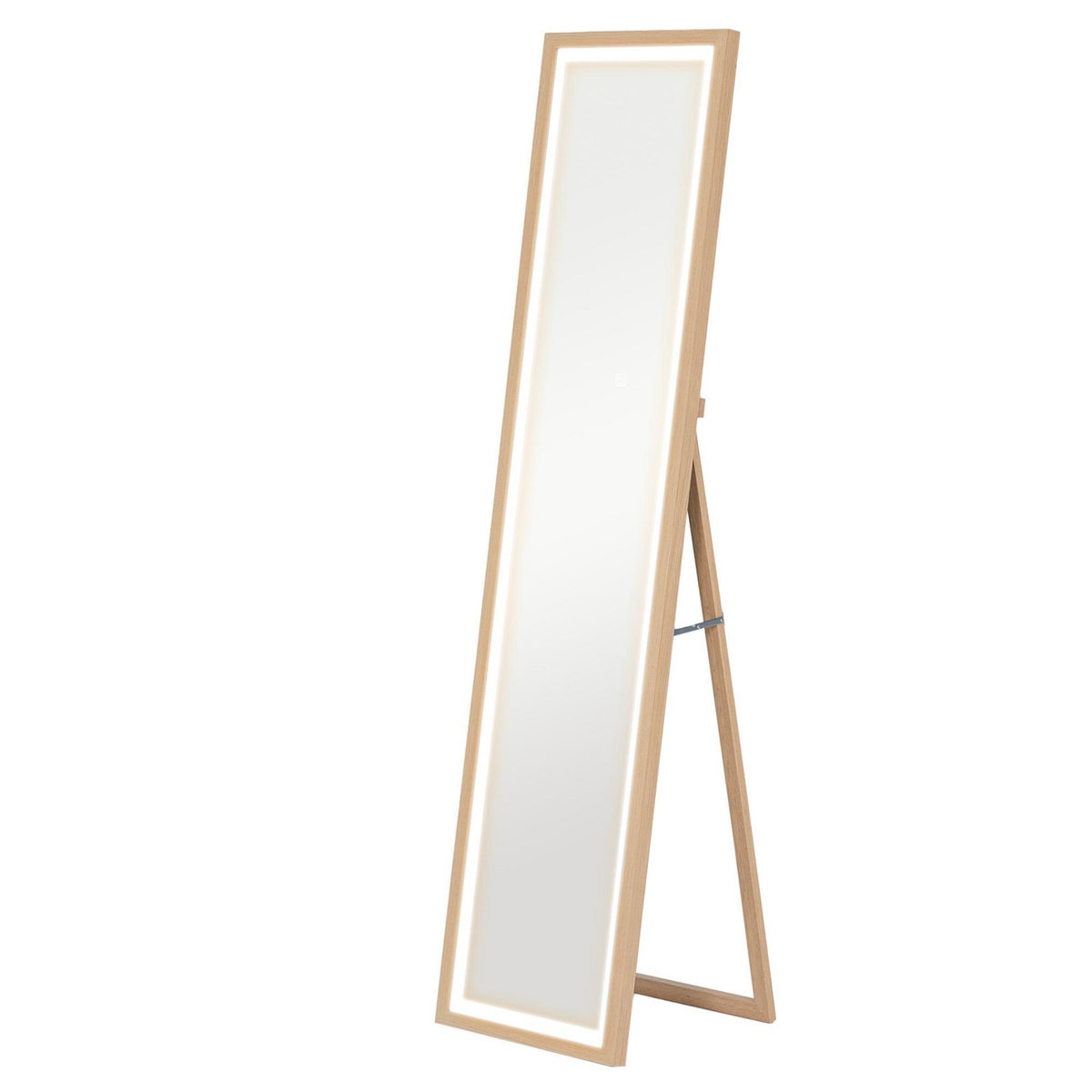 HOMCOM Grand miroir LED pleine longueur 40 x 160 cm autoportant ou à fixer - 3 couleurs luminosité réglable - effet bois