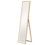 HOMCOM Grand miroir LED pleine longueur 40 x 160 cm autoportant ou à fixer - 3 couleurs luminosité réglable - effet bois