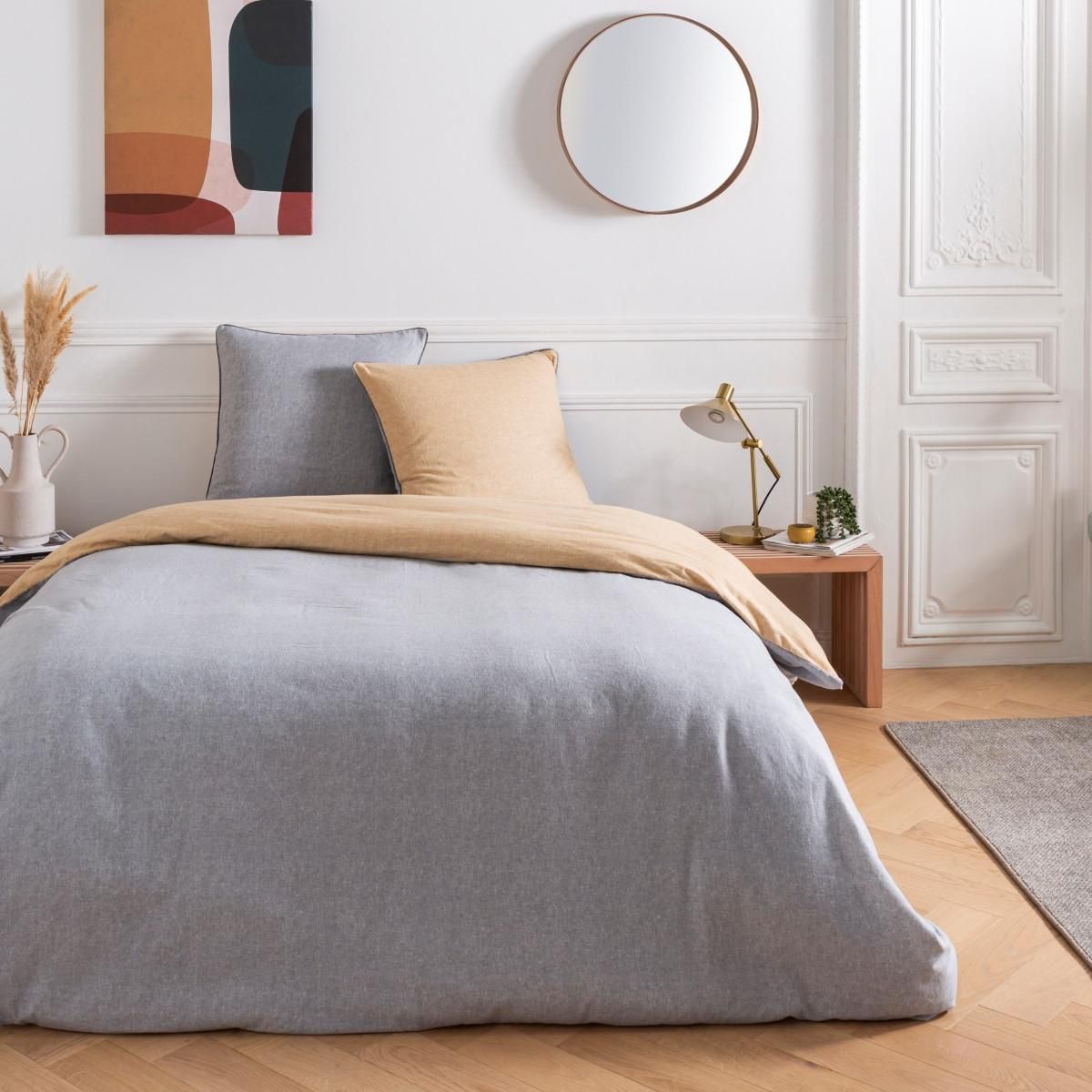 FUTURE HOME Parure de lit 2 personnes en flanelle coton 57 fils unie multico 240x220cm