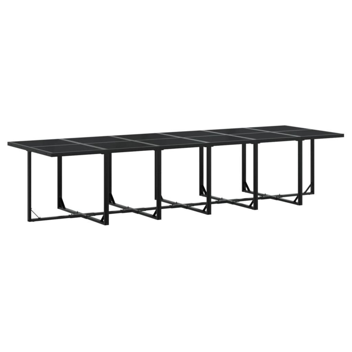 VIDAXL Ensemble a manger de jardin 13 pcs coussins noir resine tressee