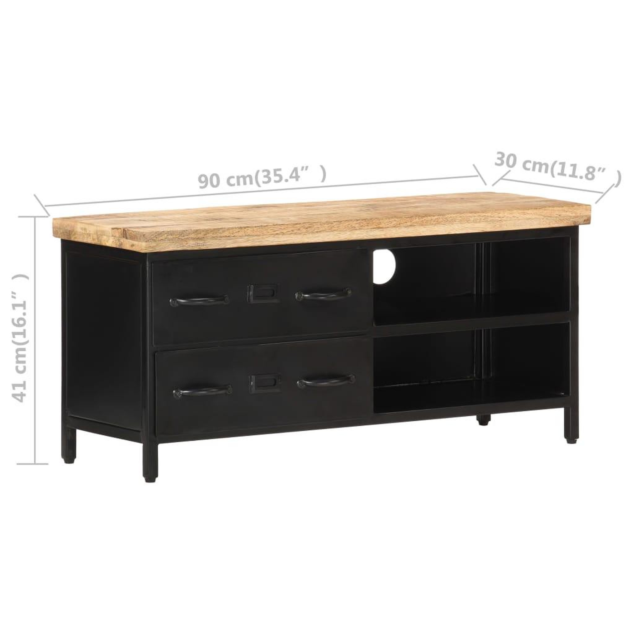 Voir la diapositive 6 : VIDAXL Meuble tv 90x30x41 cm bois de manguier brut