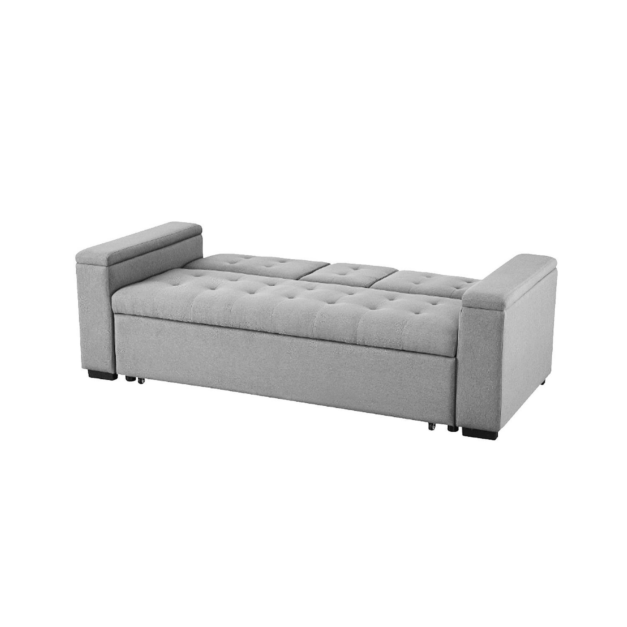 Voir la diapositive 4 : CONCEPT USINE Canapé convertible 3 places en tissu gris clair noho